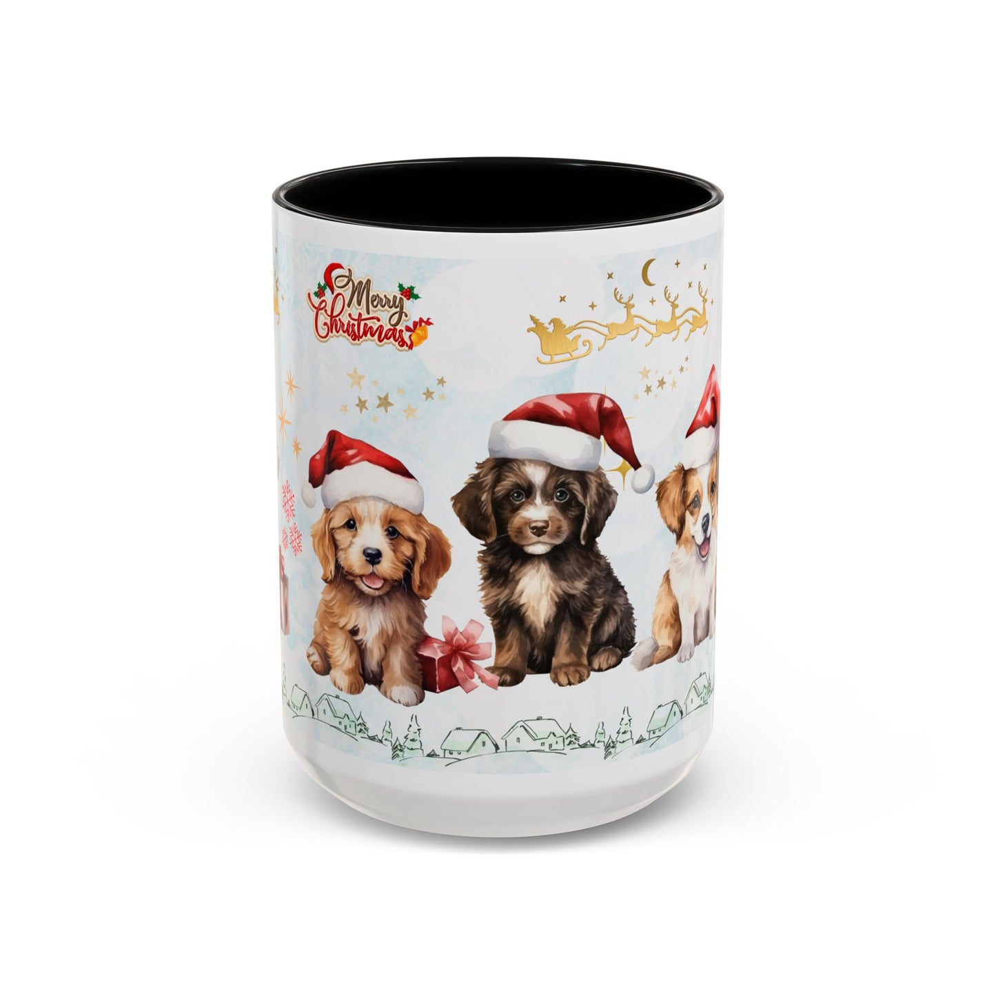 Merry Christmas, Puppies - Accent Coffee Mug (11, 15oz)