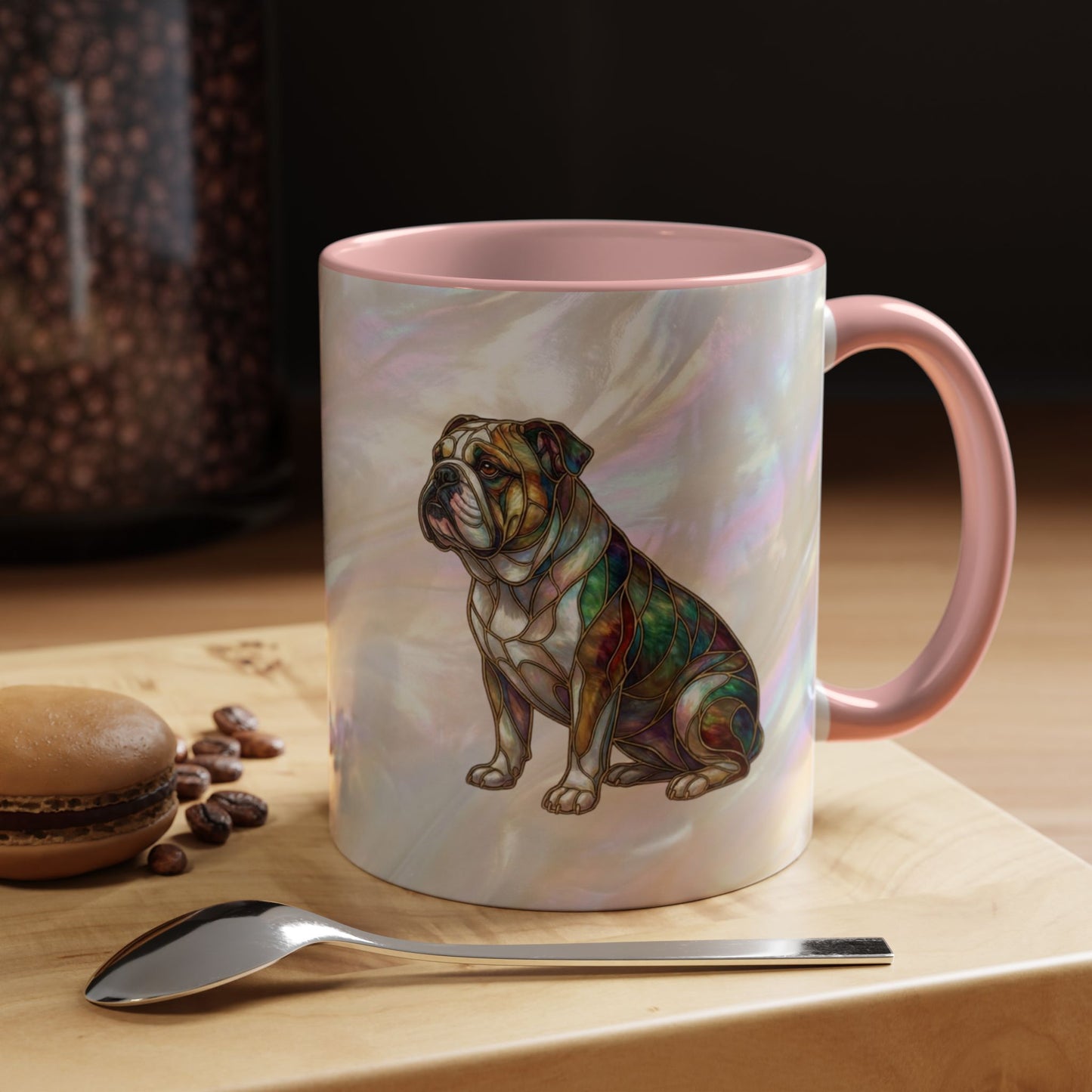 English Bulldog Accent Coffee Mug -Stained Glass Style (11/15oz) - 14630