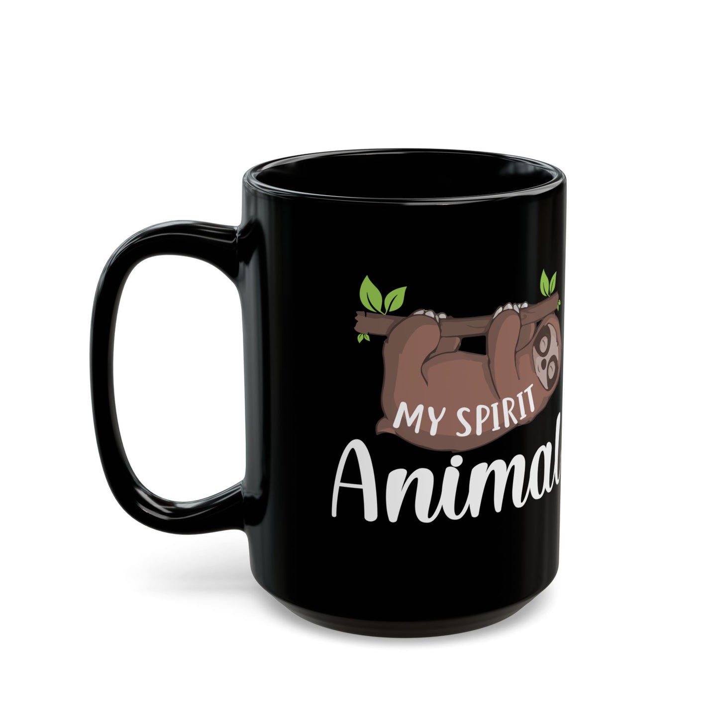 Yoga: Sloth Spirit Animal Mug, Black Ceramic Coffee Cup, Gift for Sloth Lovers - 13212