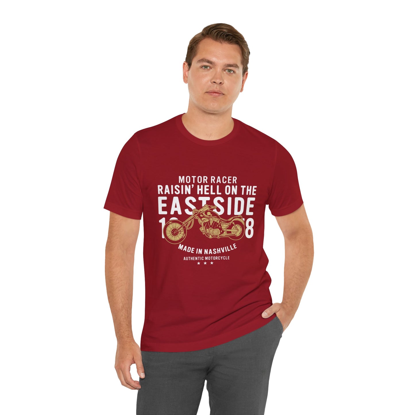 Motor Racer, Raising Hell On the Fastside - Unisex Jersey Short Sleeve Tee