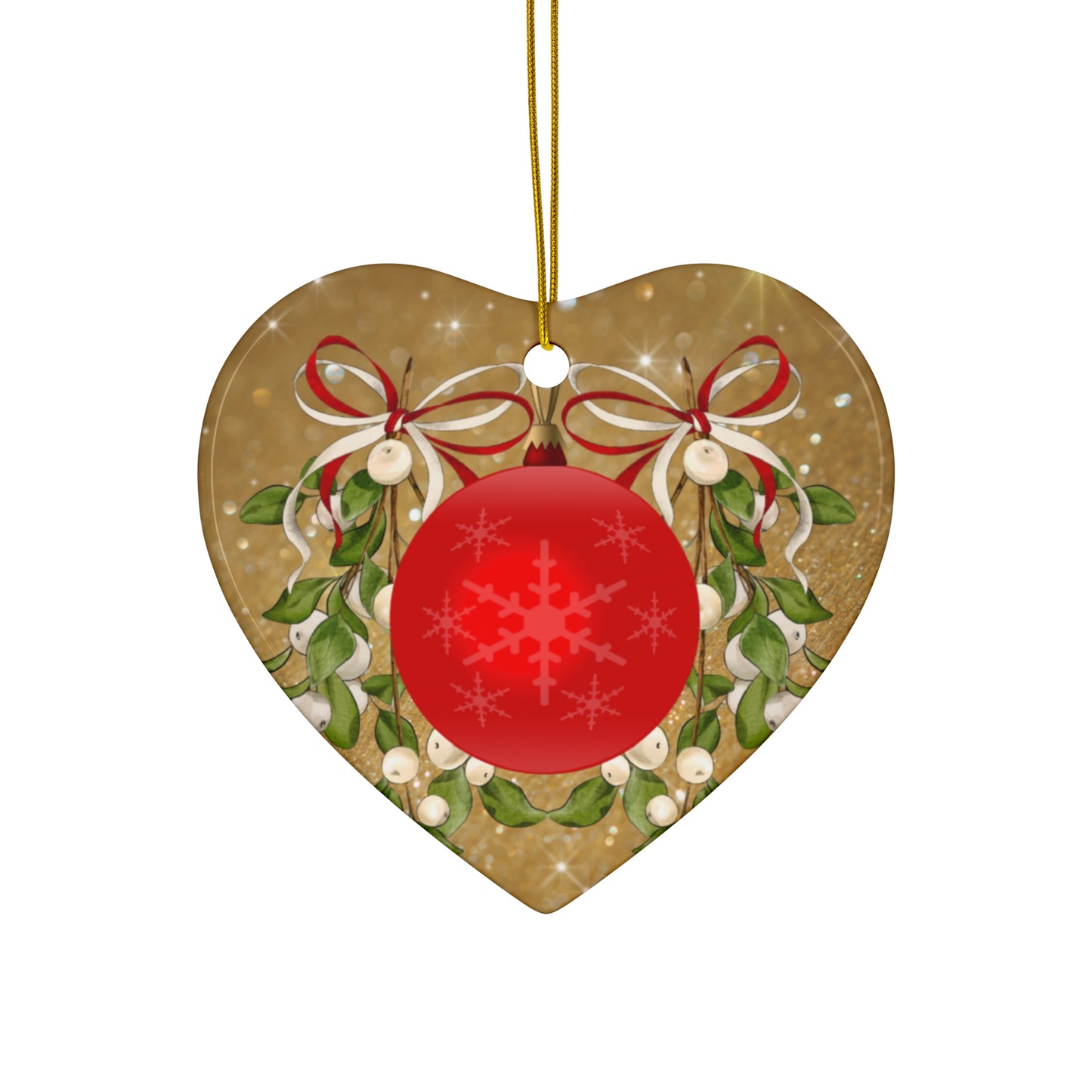 Shimmering Red - Ceramic Ornament, 4 Shapes