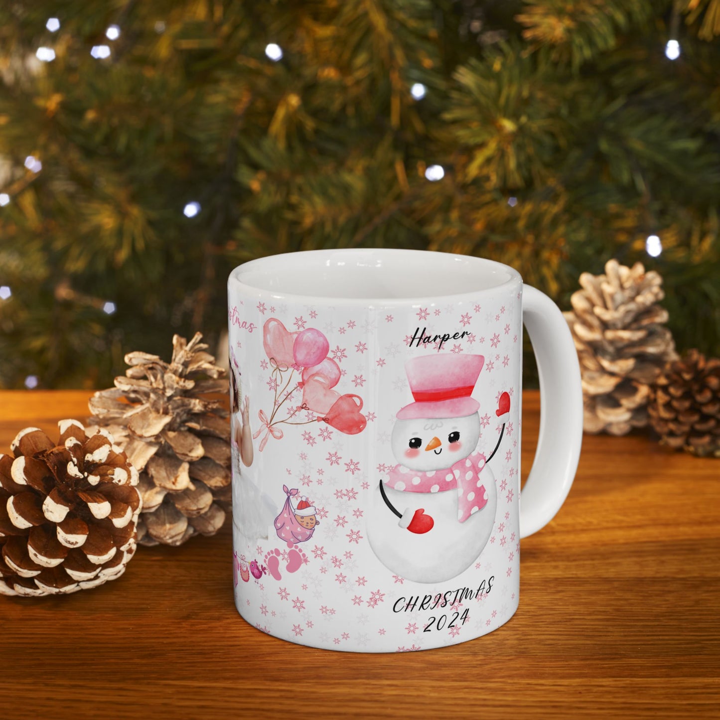 First Christmas, Baby Girl, Customizable - Ceramic Mug, (11oz, 15oz) - 10003