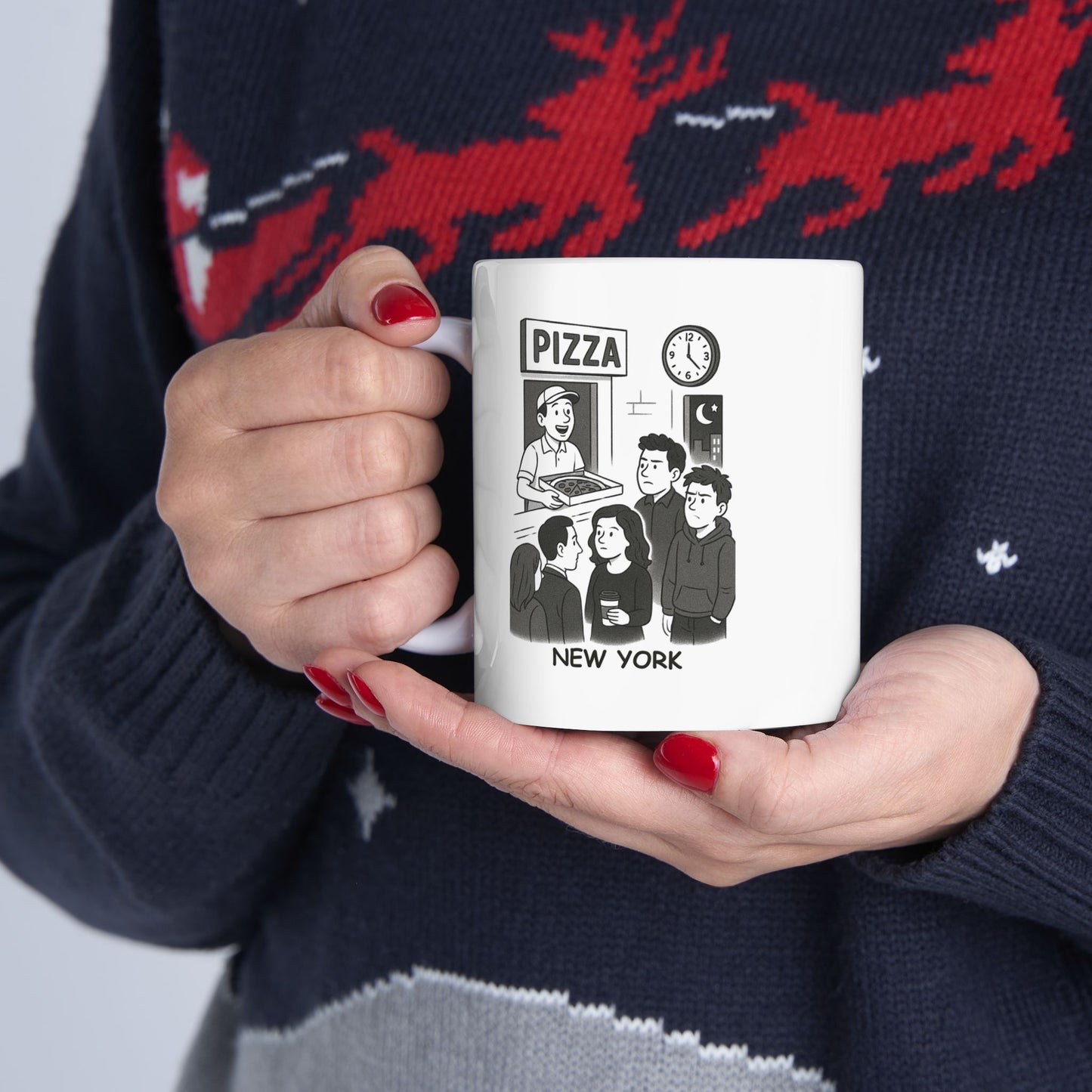 "New York: Where the only thing more crowded than the subway is the pizza joint at midnight." Ceramic Mug - 11oz/15oz - 12833
