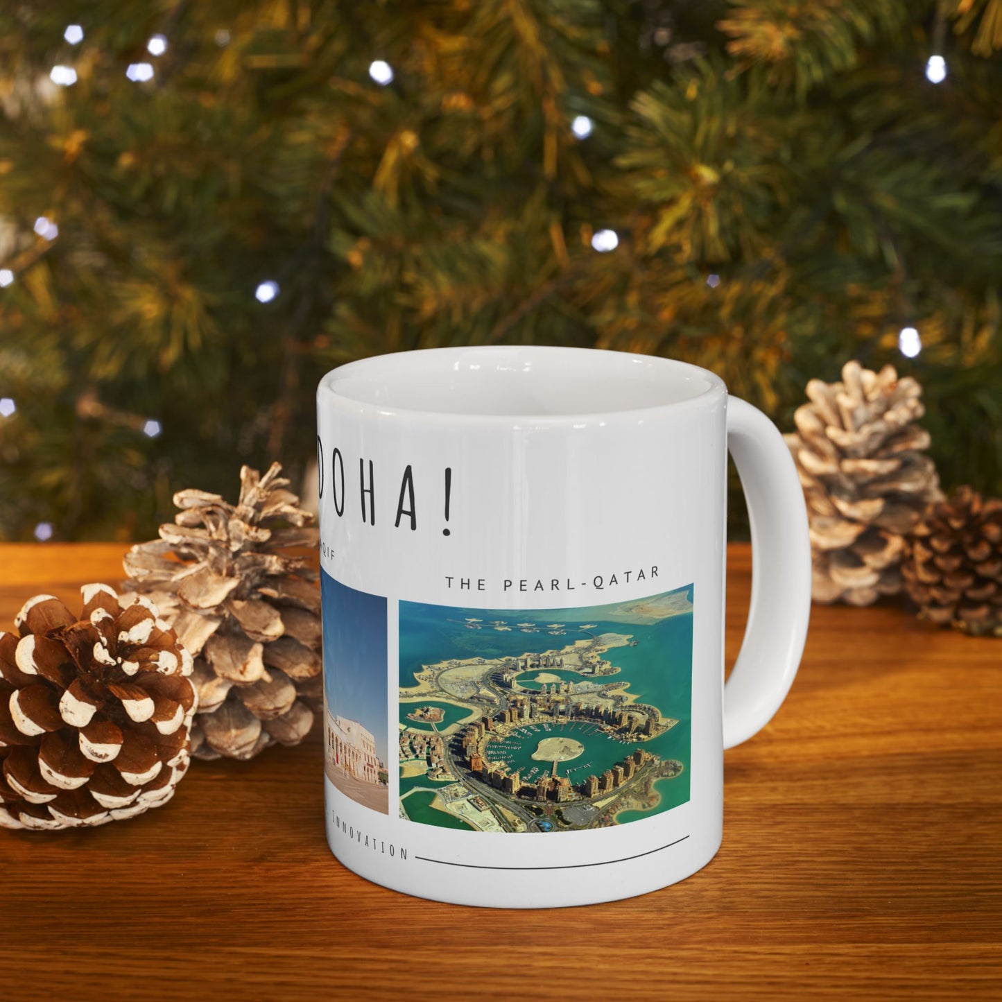 Hello Doha! Ceramic Travel Mug - 11oz & 15oz | Souq Waqif Art Design - 12108