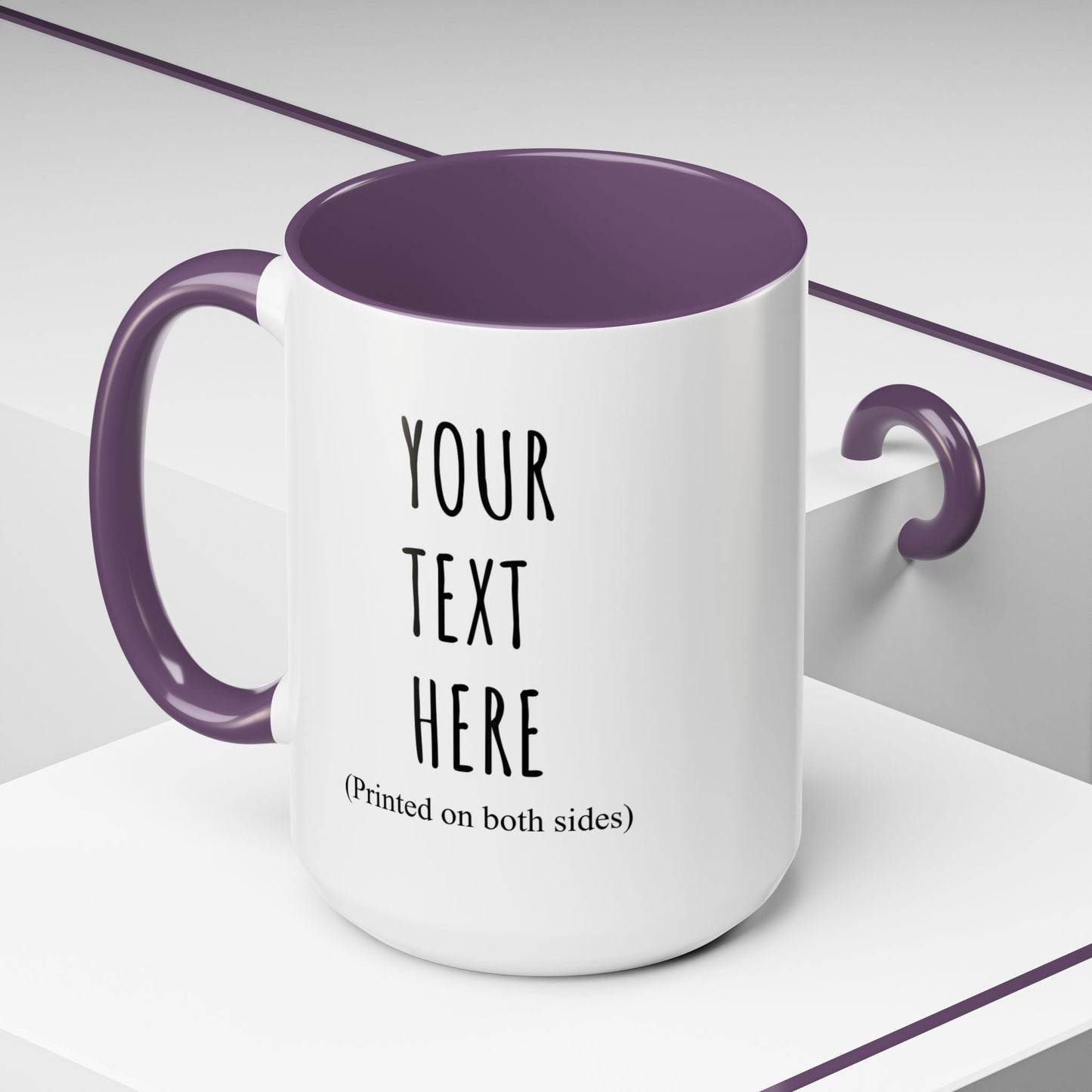 Personalized Accent Coffee Mug – Custom Text Printed Both Sides (11oz & 15oz) - 14676