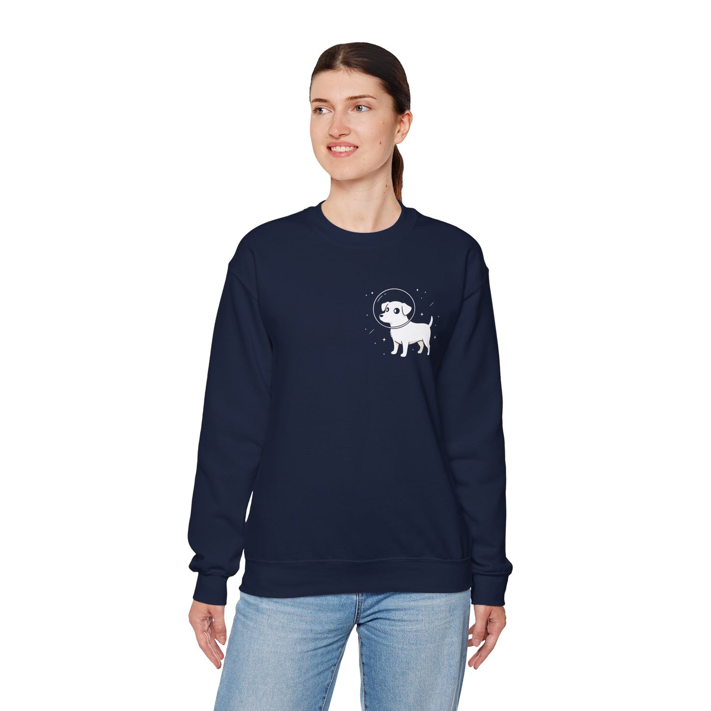 Dog in Space Crewneck Sweatshirt – Space Puppy Graphic Pullover - 14678