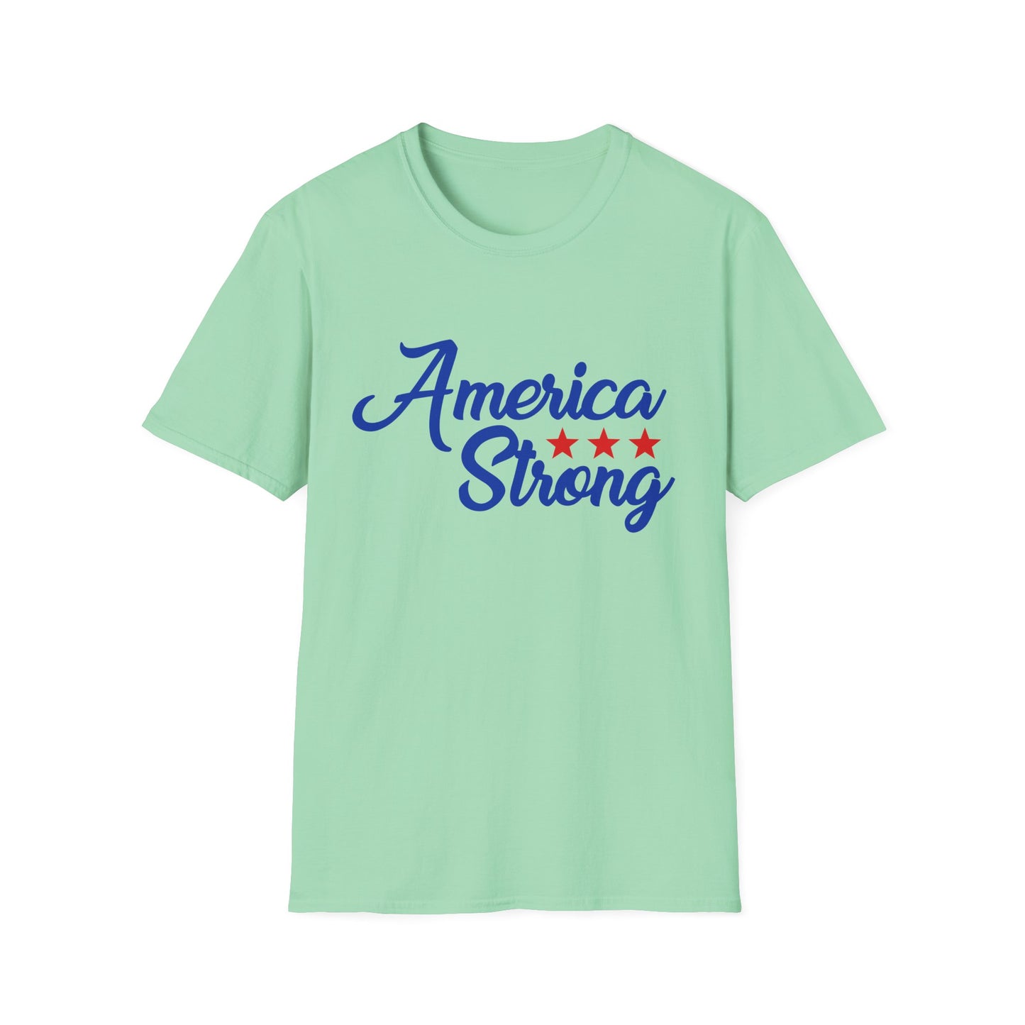 America Strong Unisex Softstyle T-Shirt - Patriotic Tee for BBQs, Memorial Day, 4th of July, Gift for Him/Her, Casual Wear - 13694