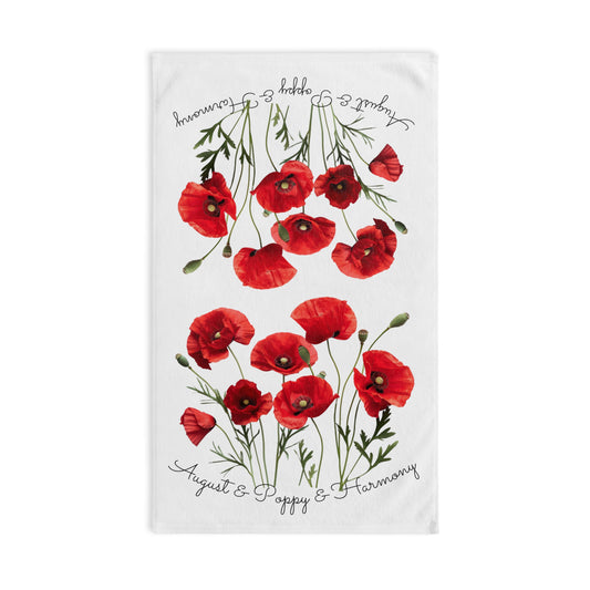 Happy Birthday August, Poppy - Hand Towel