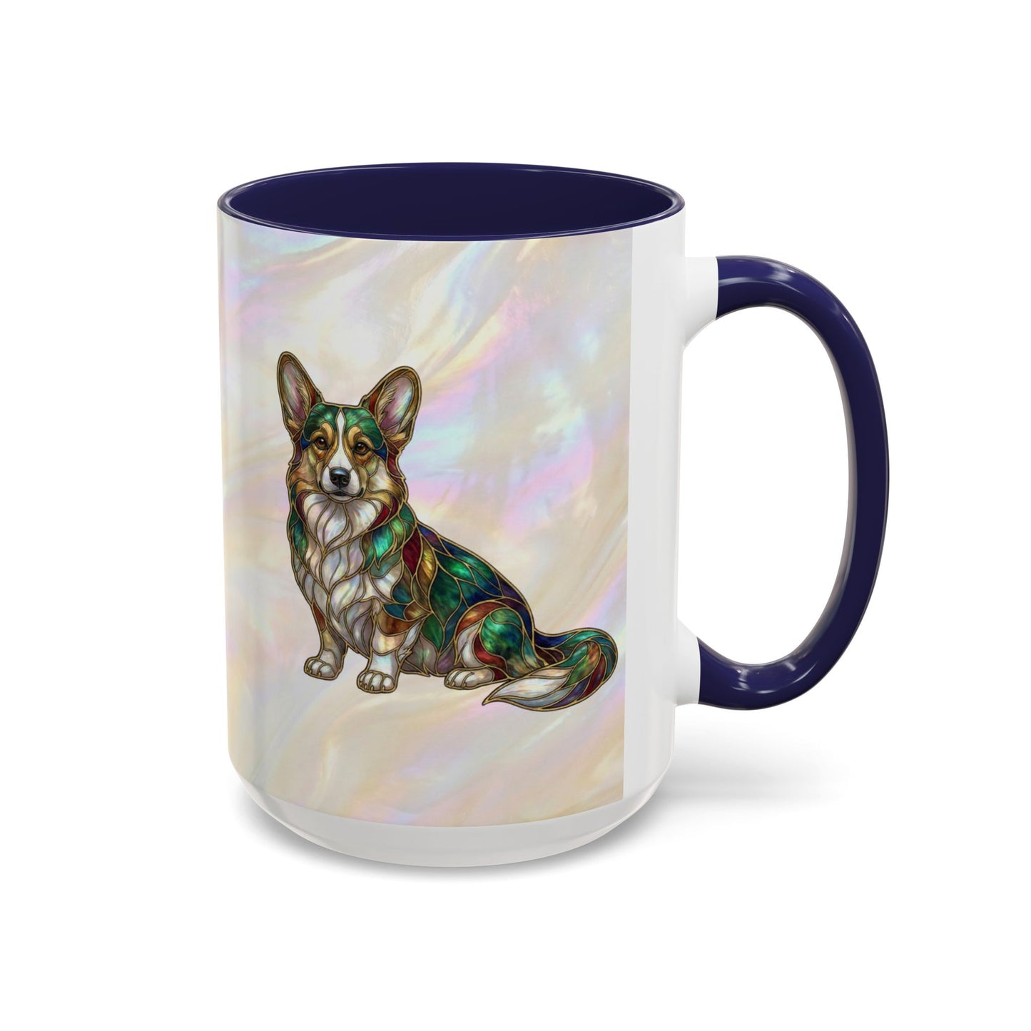Corgi Accent Coffee Mug -Stained Glass Style (11/15oz) - 14627