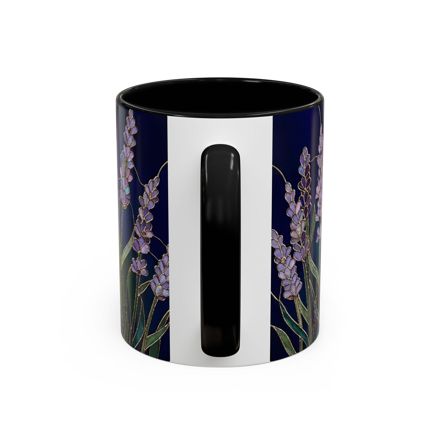 Lavender Floral Accent Coffee Mug — Stained Glass Design 11/15oz - 14531