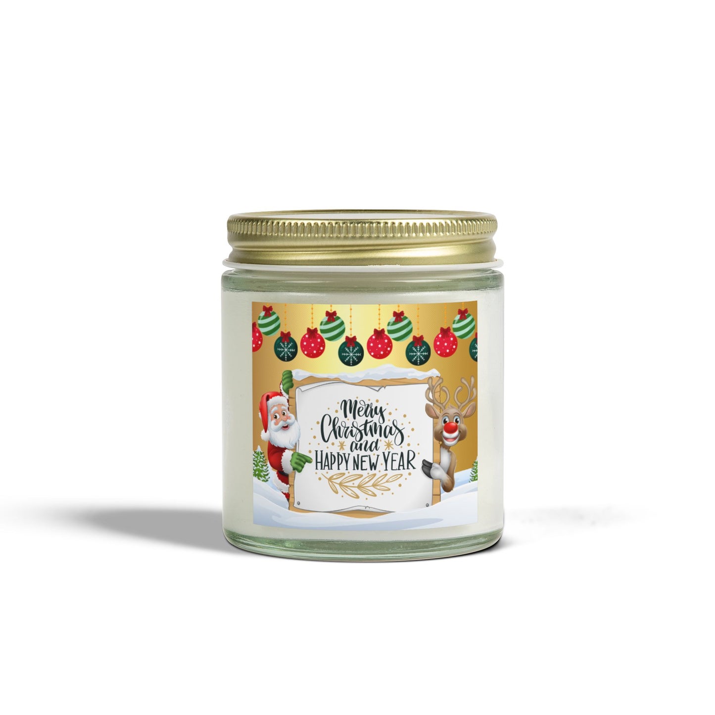 Merry Christmas, Happy New Year - Scented Candles, Coconut Apricot Wax (4oz, 9oz)