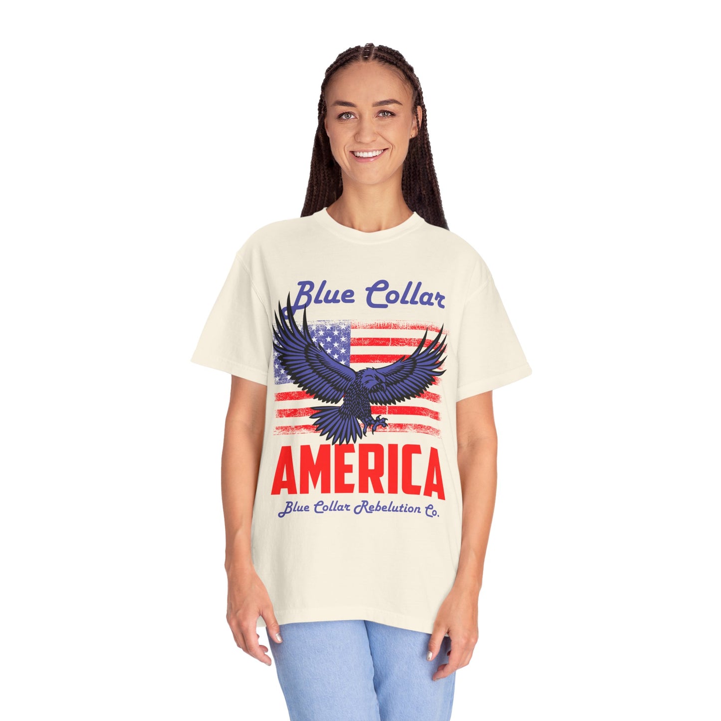 Unisex American Eagle Graphic Tee - Perfect for Patriotic Events, Casual Wear, 4th of July Gatherings, Gifts for Blue Collar Workers - 13695