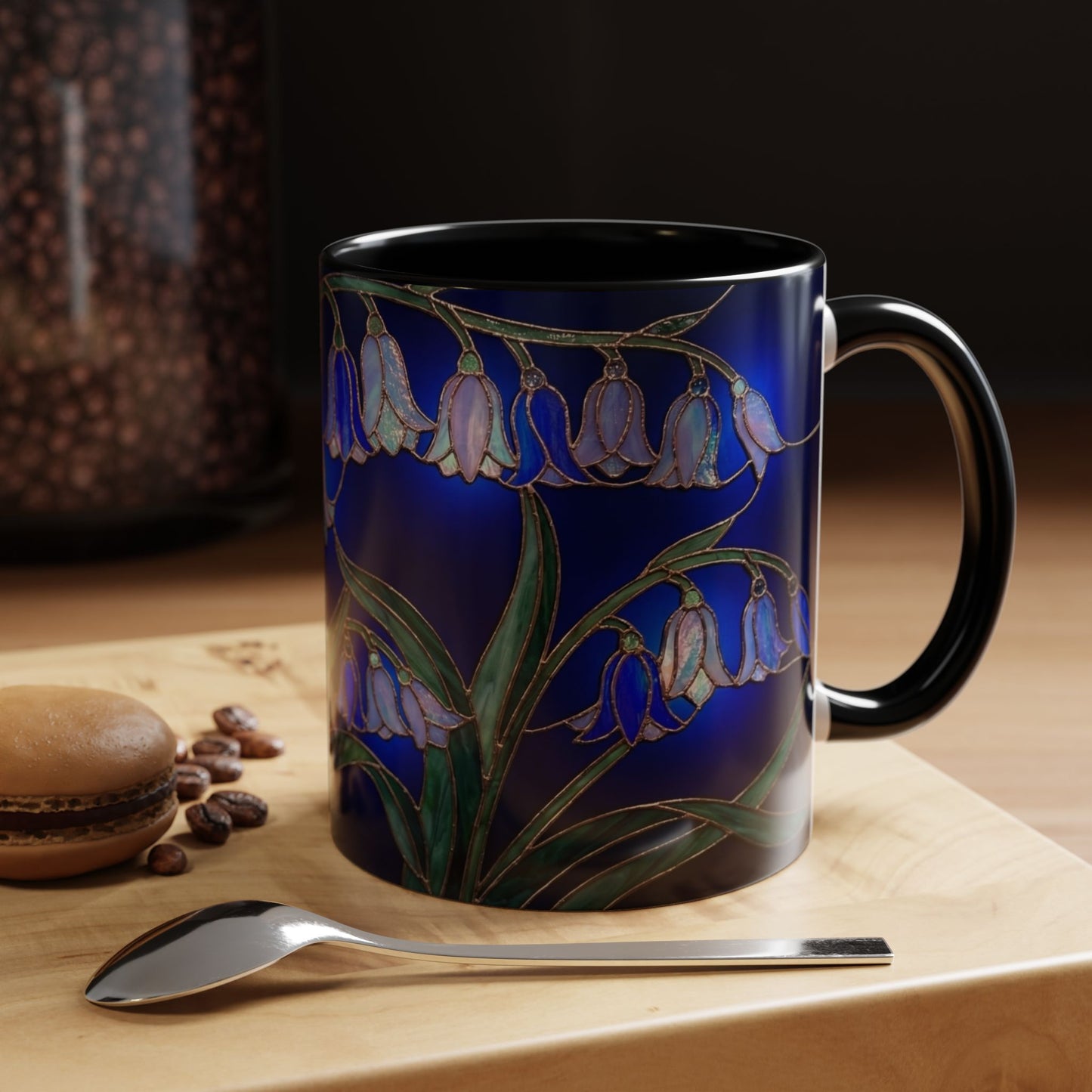 Bluebell Floral Coffee Mug – Stained Glass Design (11/15oz) - 14548