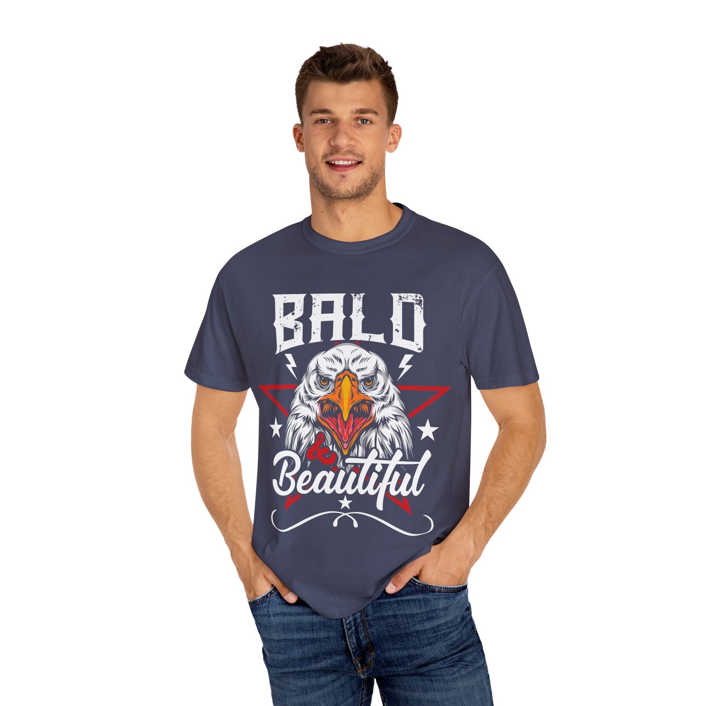 American Eagle, Bald is Beautiful T-Shirt, Unisex Garment-Dyed Tee - 13491