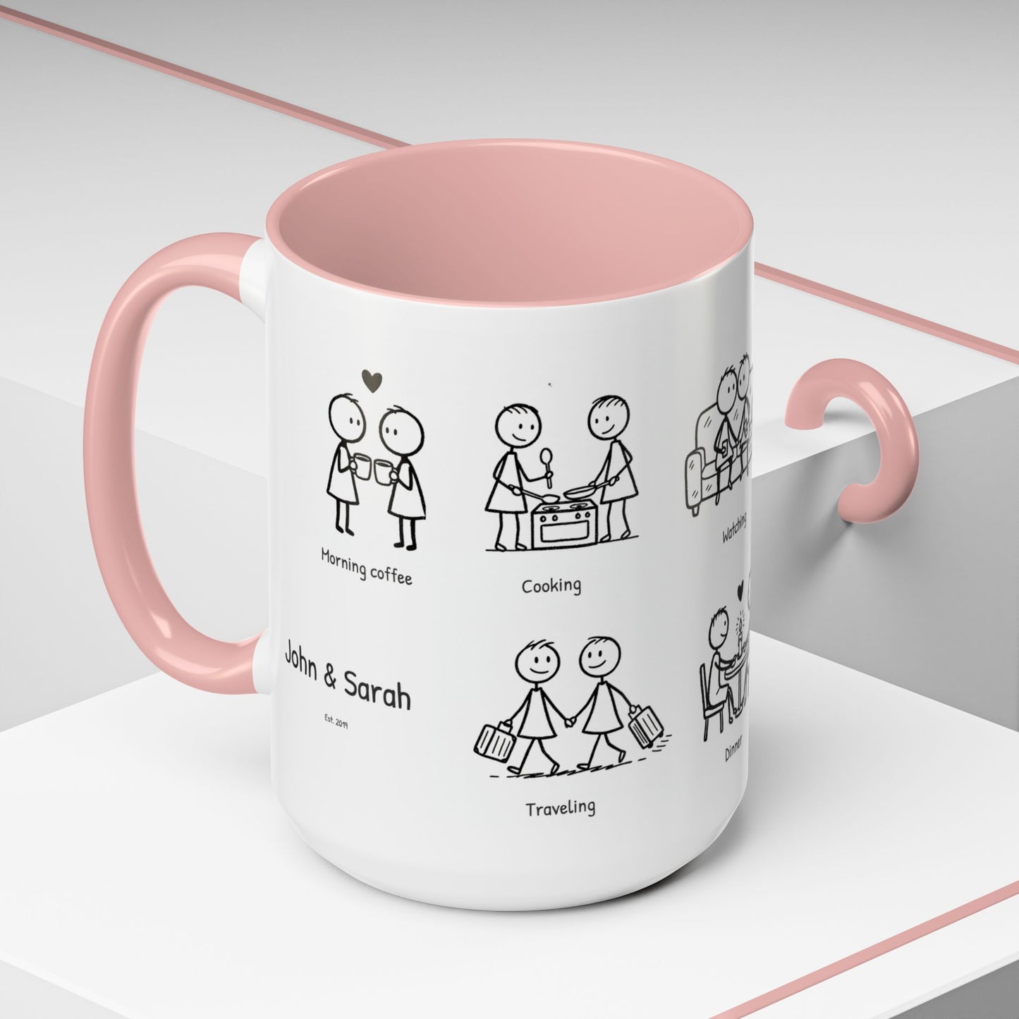 Our Favorite Things to Do Valentine’s Mug – Cozy Couples Illustrated Accent Coffee Mug - 14705