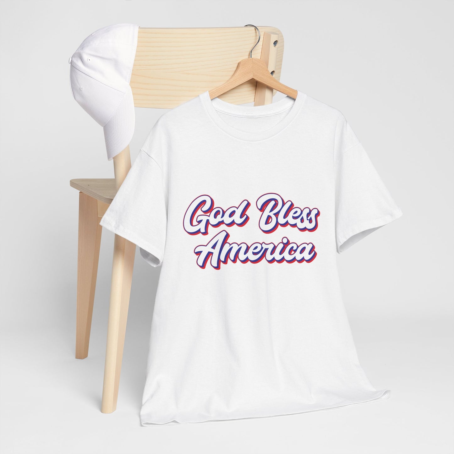 God Bless America Unisex Heavy Cotton Tee | Patriotic Shirt, American Pride Apparel, 4th of July Outfit, Gift for Veterans, Summer - 13655