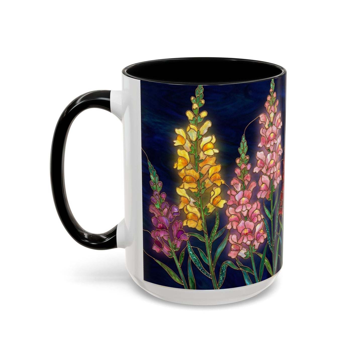 Snapdragon Floral Accent Coffee Mug — Stained Glass Design (11/15oz) - 14586
