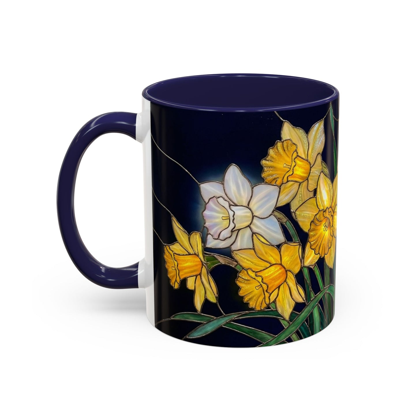 Daffodil Garden Accent Coffee Mug — Stained Glass Design (11/15oz) - 14542