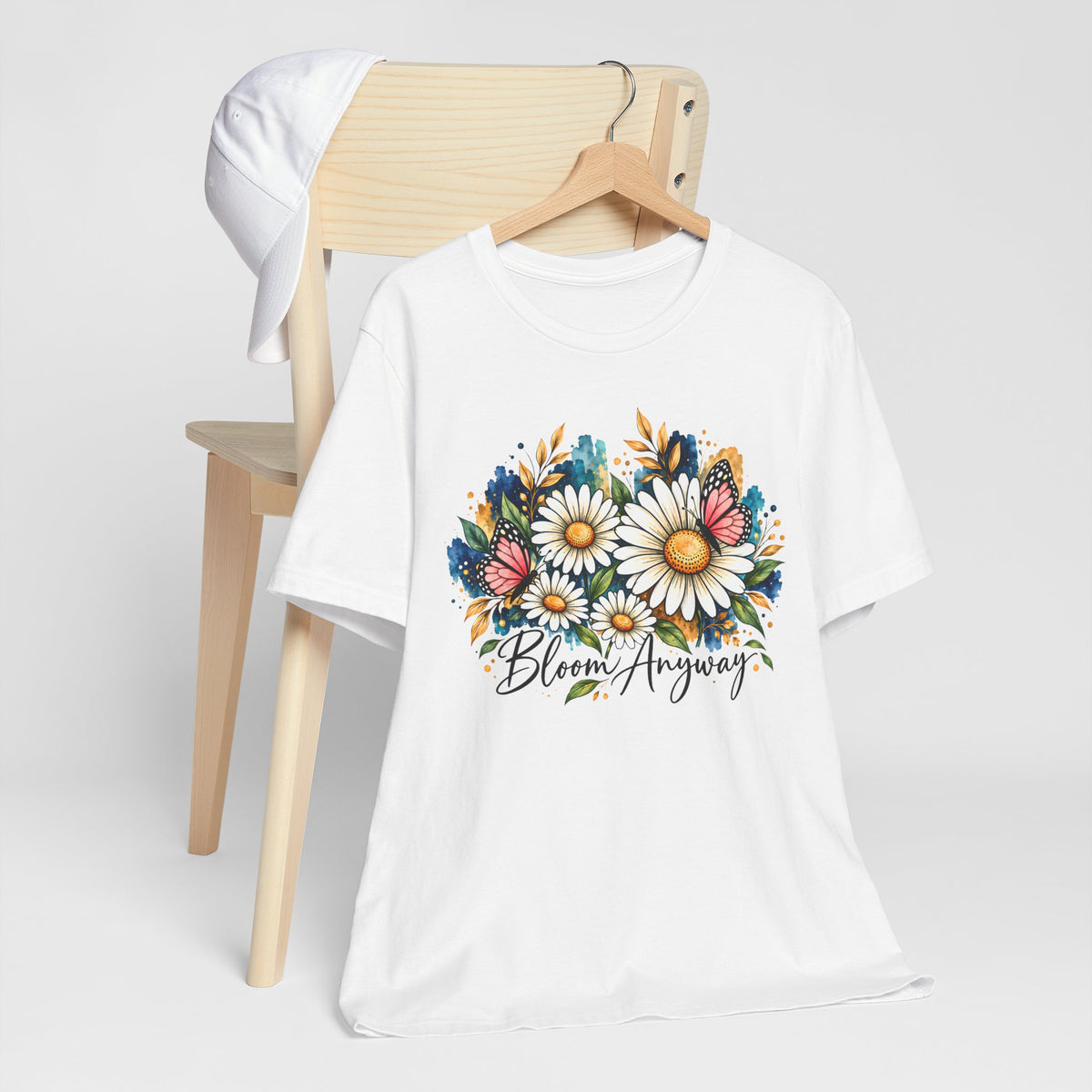 Daisy & Butterfly T-Shirt, “Bloom Anyway” Floral Graphic Tee - 14975