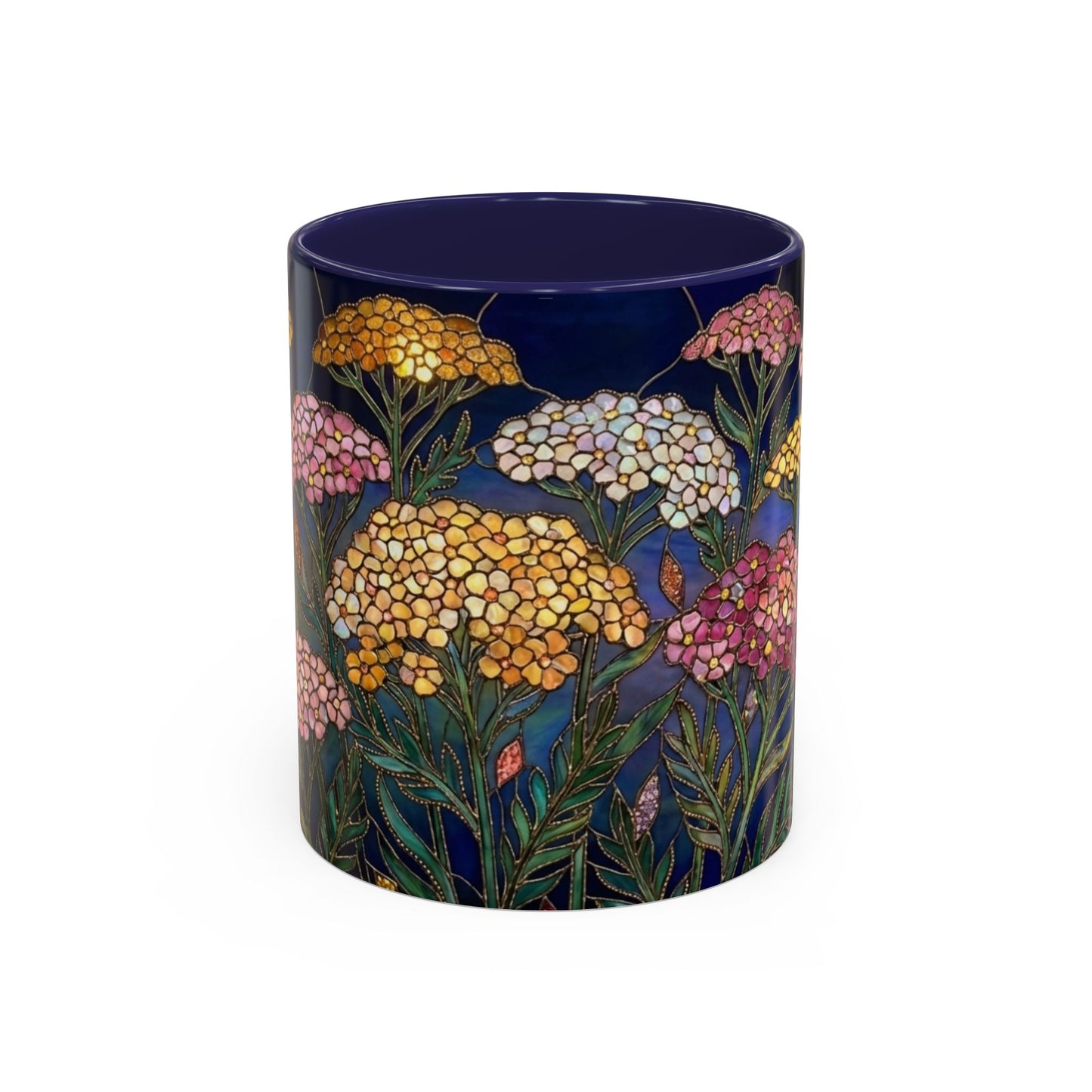 Yarrow Floral Accent Coffee Mug — Stained Glass Design (11/15oz) - 14590