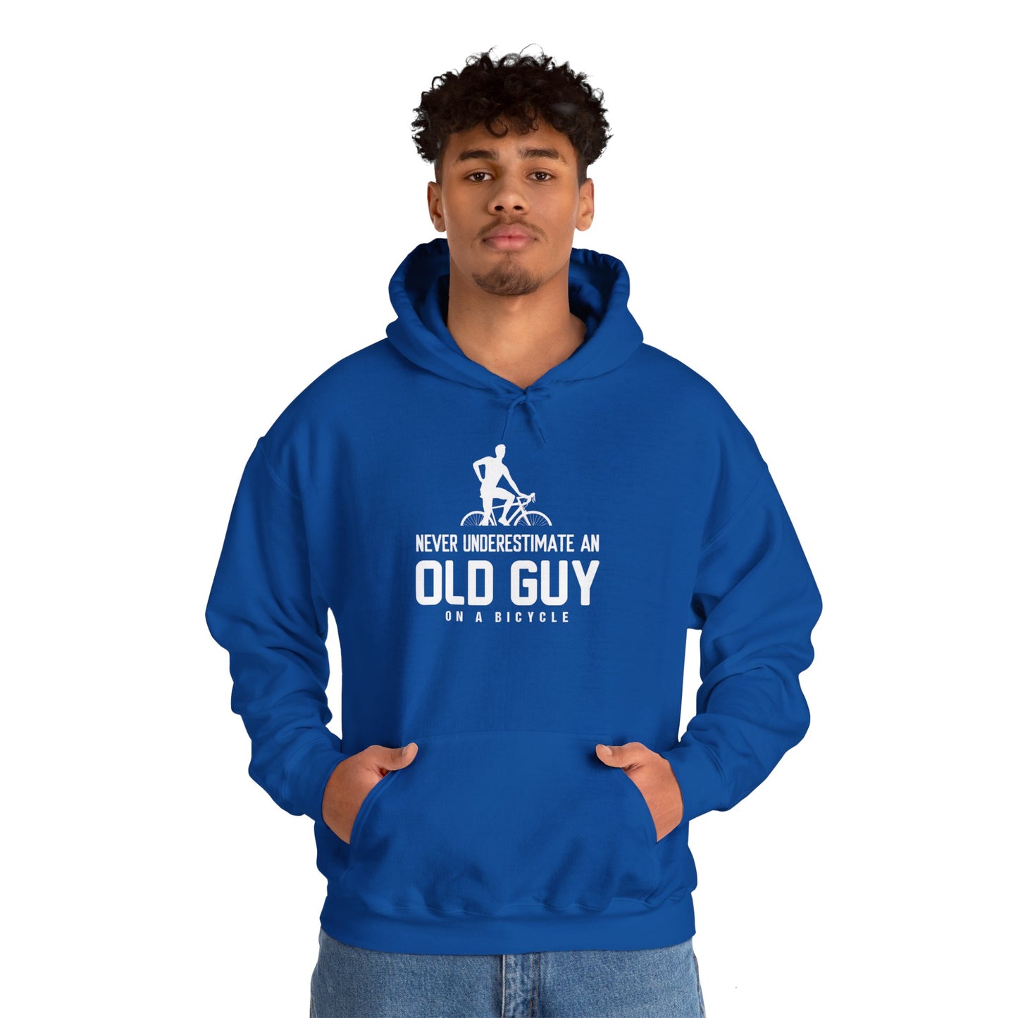 Never Underestimate An Old Guy On A Bicycle - Unisex Heavy Blend™ Hooded Sweatshirt