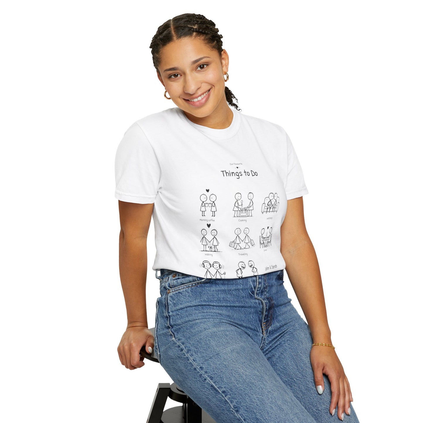 Our Favourite Things to Do Together – Personalised Valentine’s Illustration T-Shirt Gift - 14723