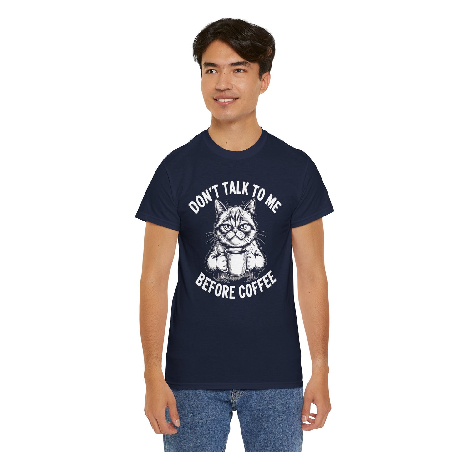 Funny Cat Coffee T-Shirt – “Don’t Talk To Me Before Coffee” Graphic Tee | Cute Grumpy Cat Shirt Gift - 14842