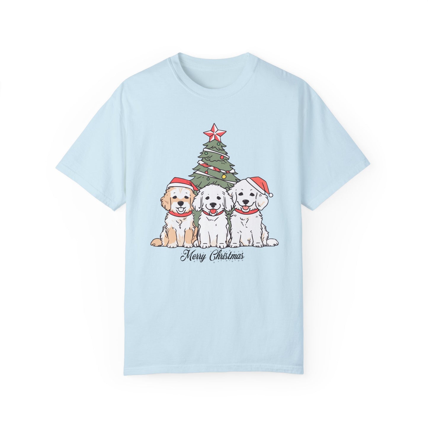 Puppies, Merry Christmas - Unisex Garment-Dyed T-shirt - 10280