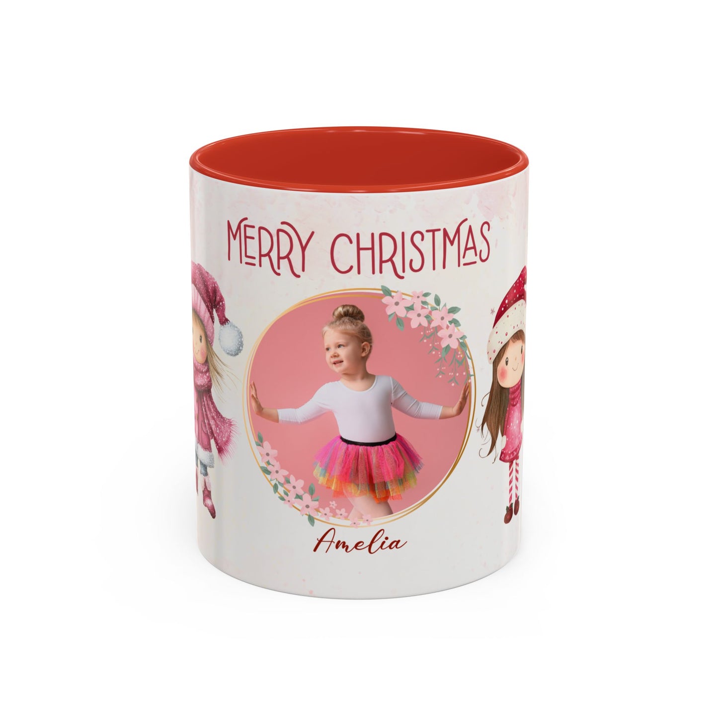 Amelia, Christmas Girl, Customizable - Accent Coffee Mug (11, 15oz) - 10144