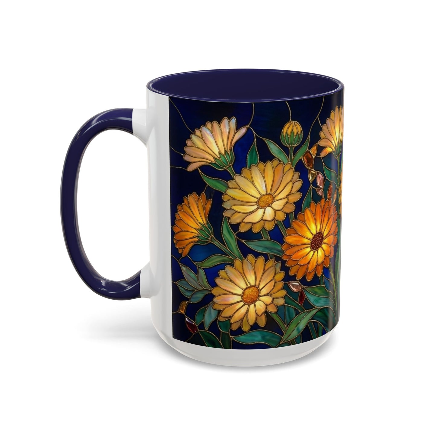 Calendula Accent Coffee Mug — Stained Glass Design (11/15oz) - 14549