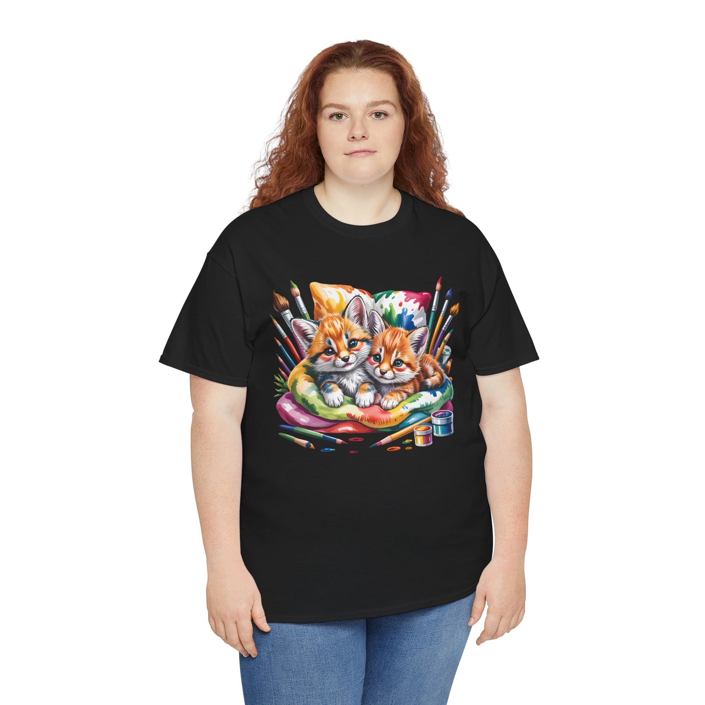 Artist Kittens T-Shirt — Cute Painting Cats Graphic Tee, Cat Lover Gift - 14866