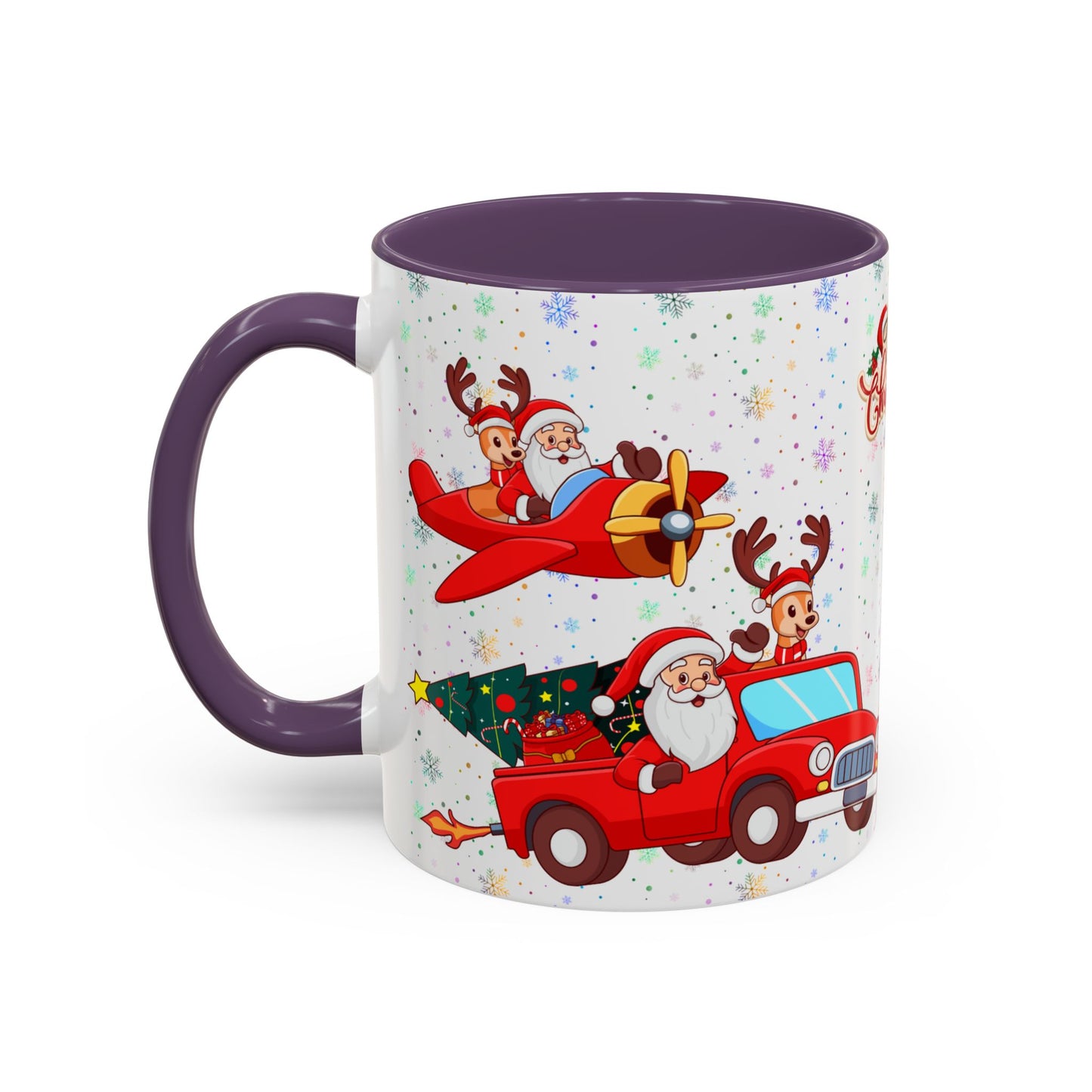 Christmas Party, Santa, Snowman, Reindeer - Accent Coffee Mug (11, 15oz) - 10426