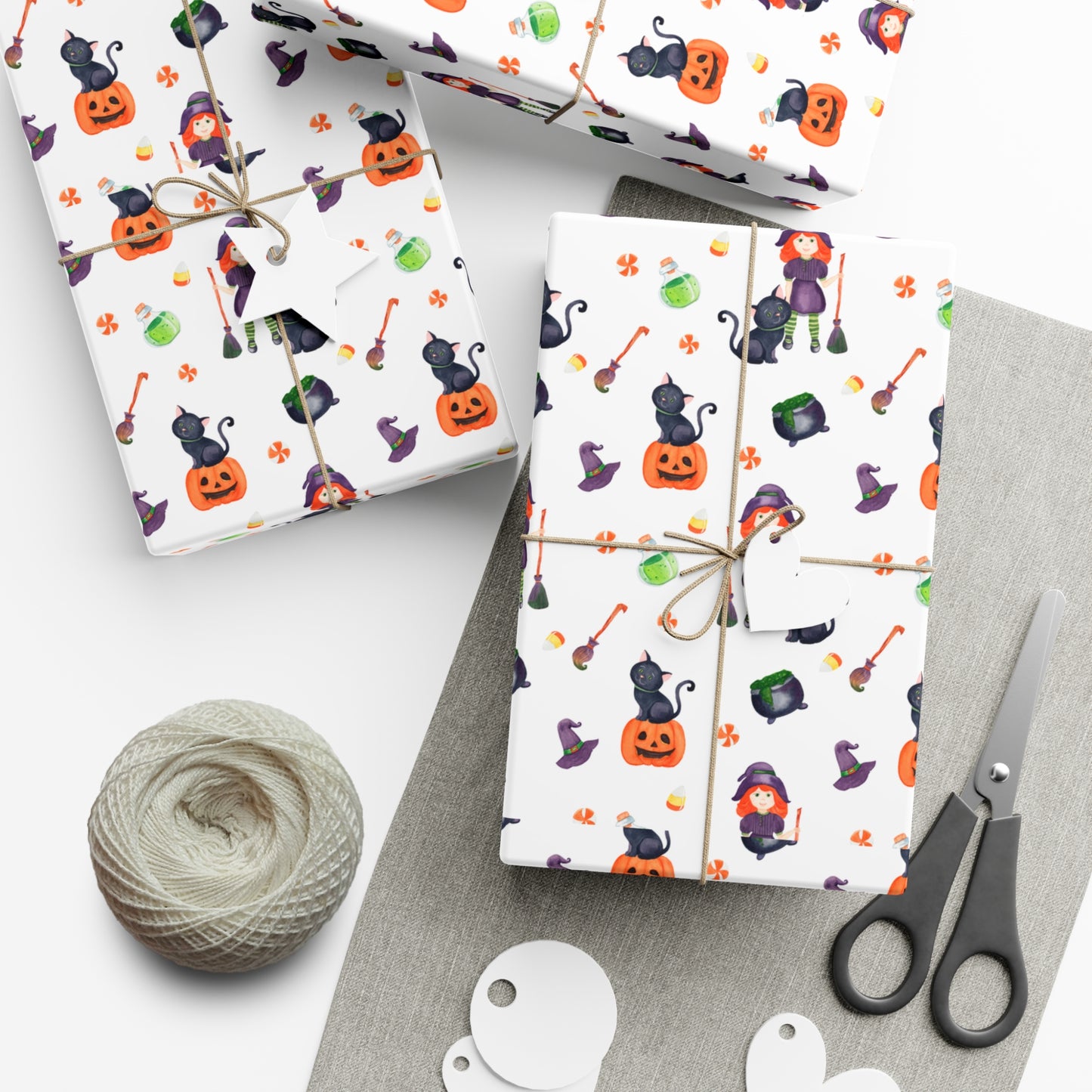 Halloween Girl with a Black Cat - Gift Wrap Papers