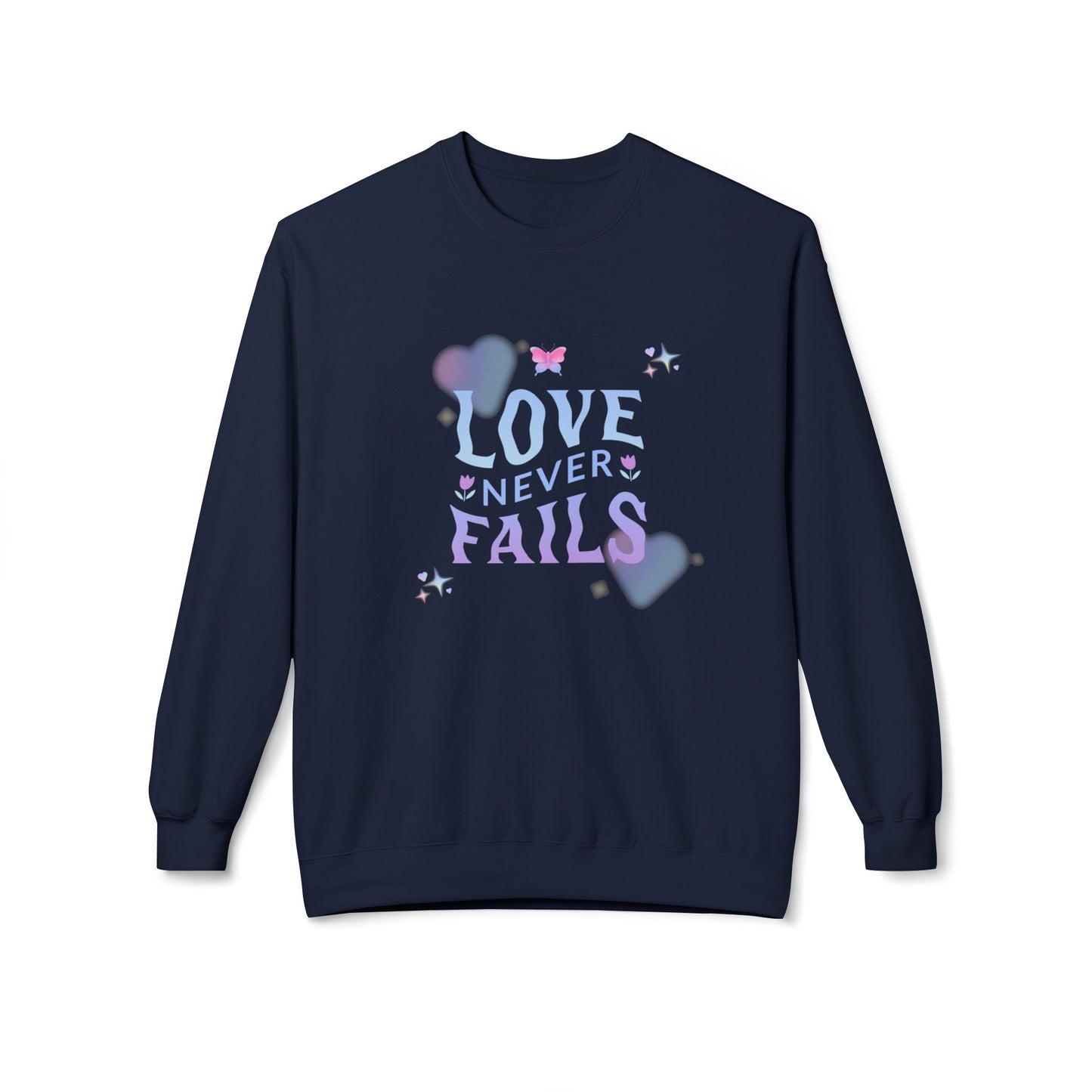 Love Never Fails - Unisex Midweight Softstyle Fleece Crewneck Sweatshirt - 10958