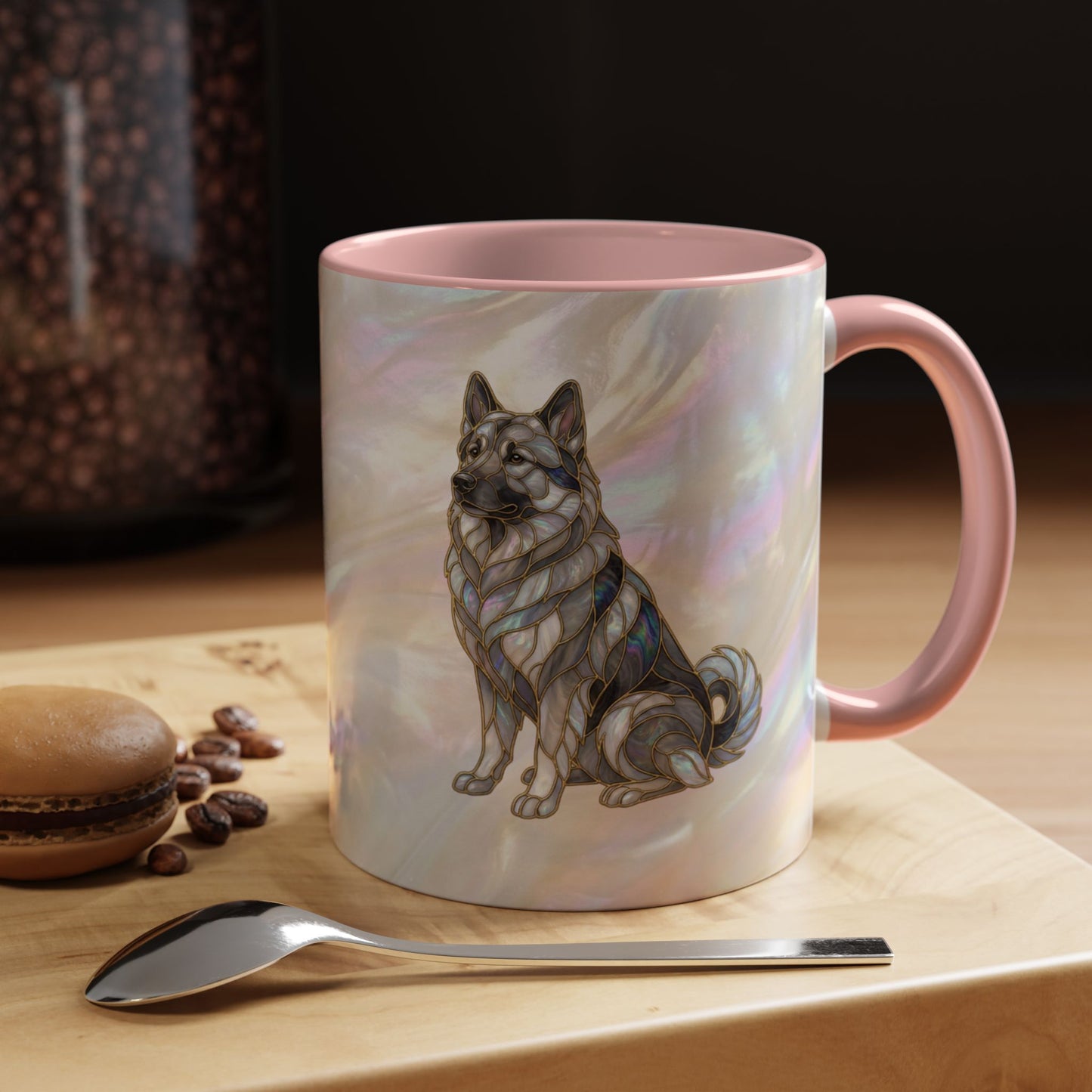 Norwegian Elkhound Accent Coffee Mug — Stained Glass Design (11/15oz) - 14637