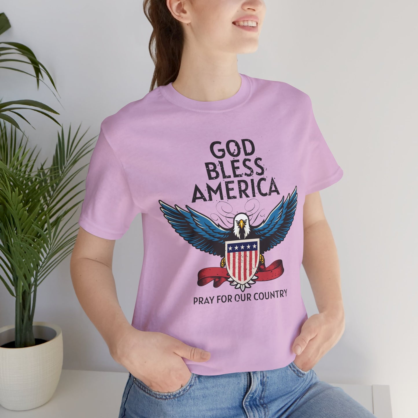 God Bless America Unisex Tee | Patriotic Shirt, American Eagle Design, Casual Wear, Independence Day, Gifts for Veterans - 13786