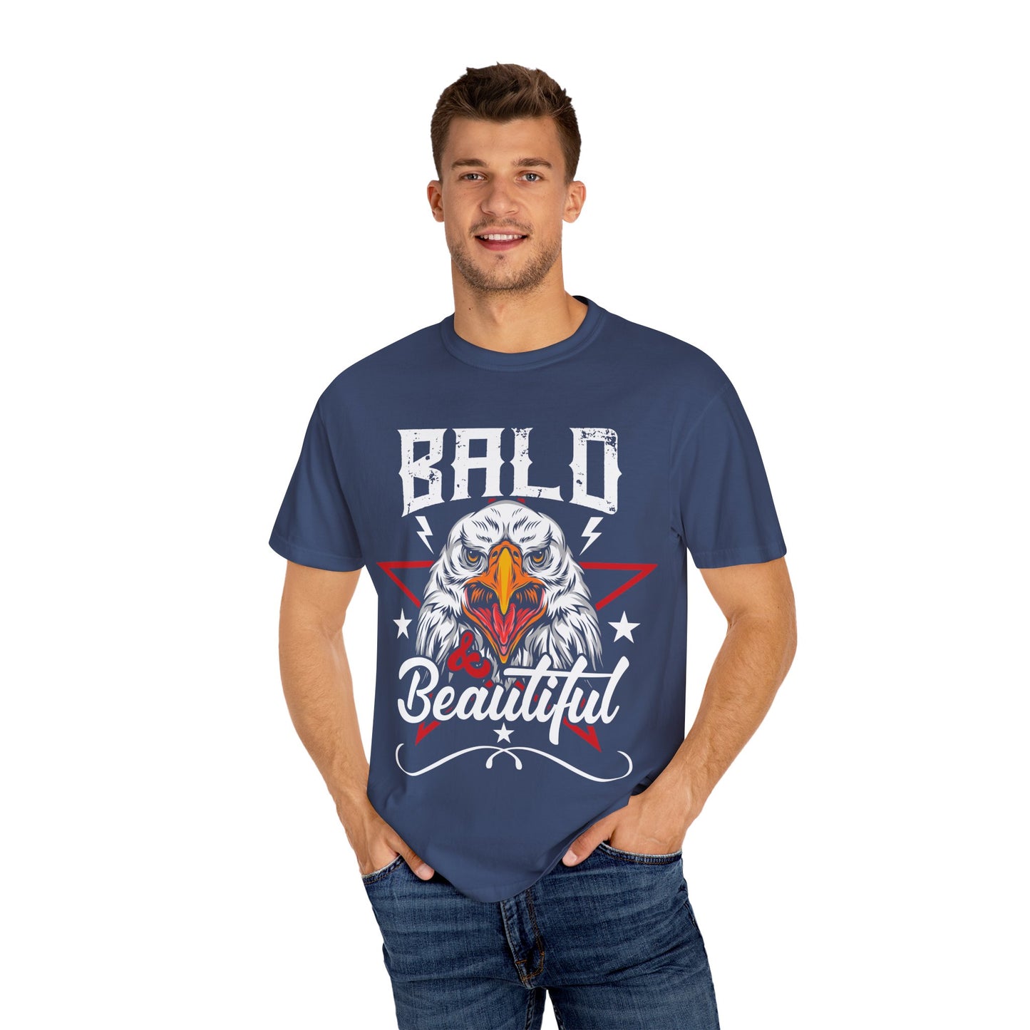 American Eagle, Bald is Beautiful T-Shirt, Unisex Garment-Dyed Tee - 13491