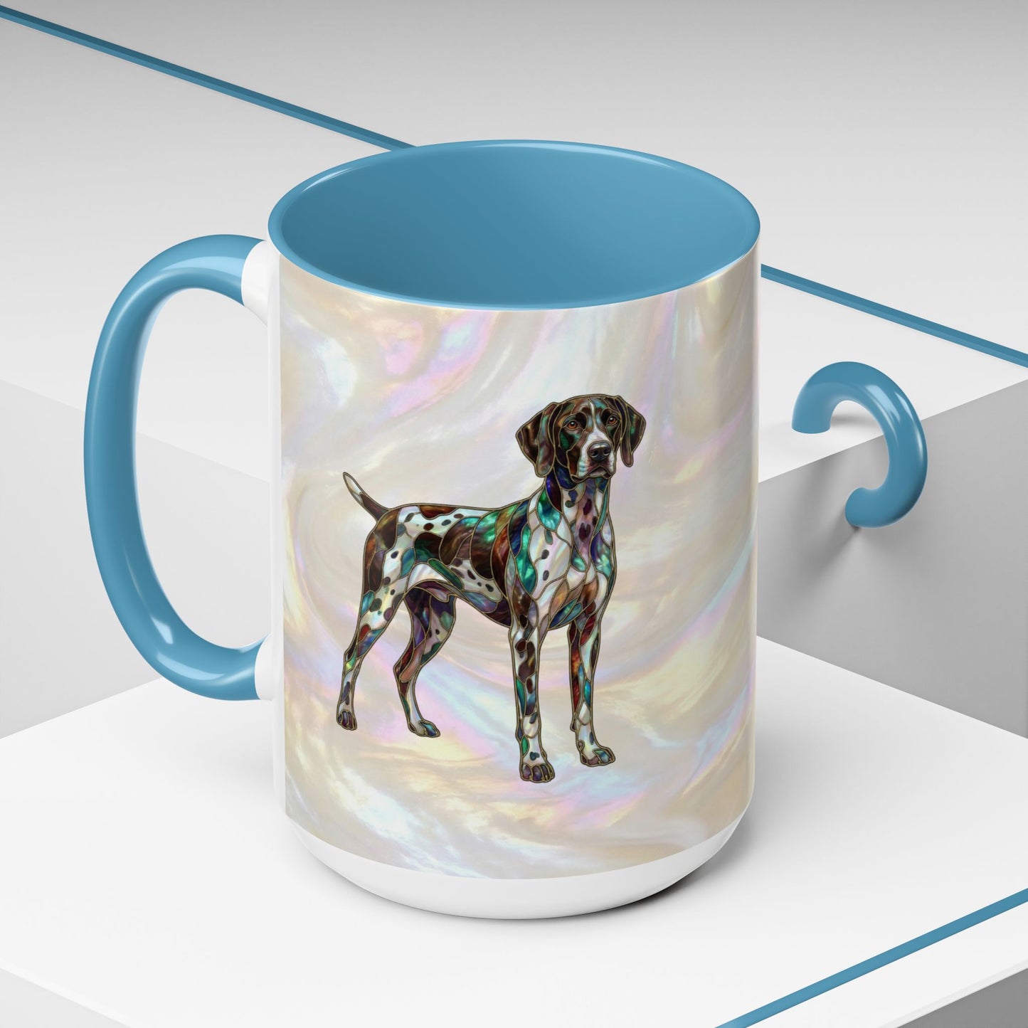German Shorthaired Pointer Accent Coffee Mug — Stained Glass Design (11/15oz) - 14634