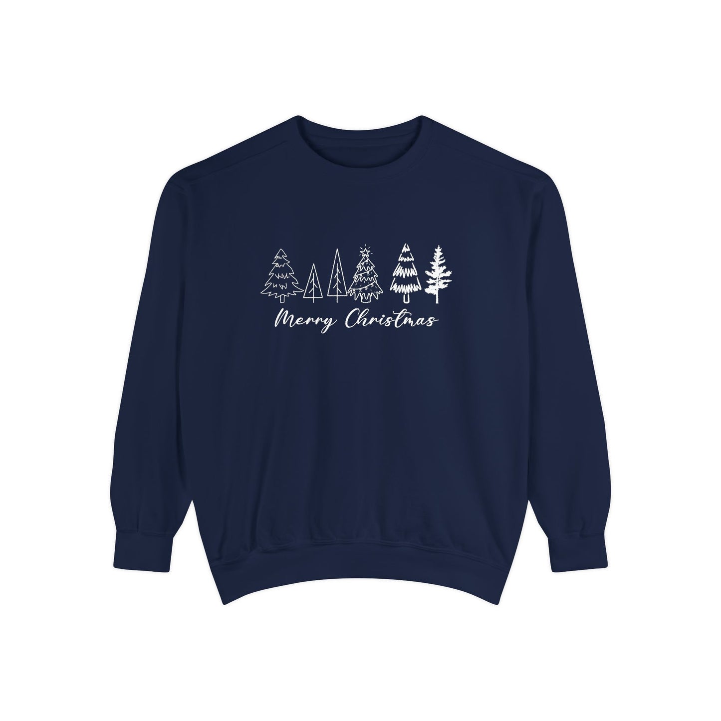 Trees, Merry Christmas - Unisex Garment-Dyed Sweatshirt - 10391