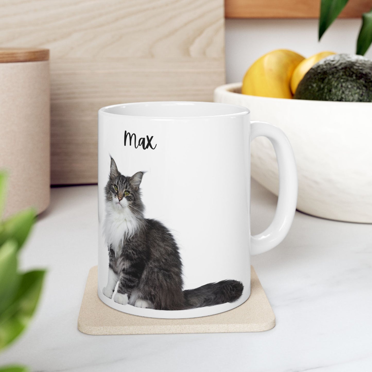 Personalized Cat Ceramic Mug for Cat Lovers, Custom Pet Mug, Coffee Cup, Gift for Cat Owners, Cute Cat Design - 14194
