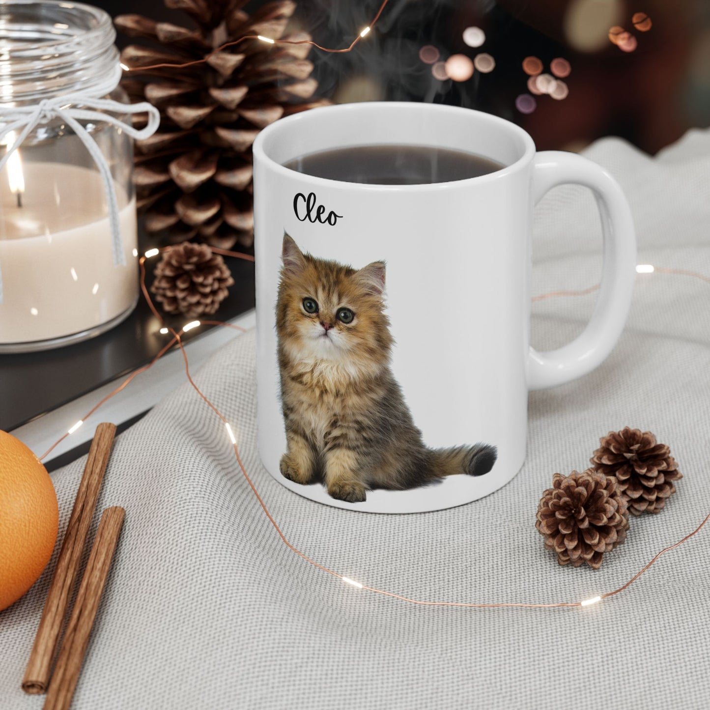 Cute Cat Ceramic Mug - Personalized Pet Lover Gift for Cat Owners, Coffee Cup, Cat Lover Mug, Customized Mug, Funny Animal Gift - 14202