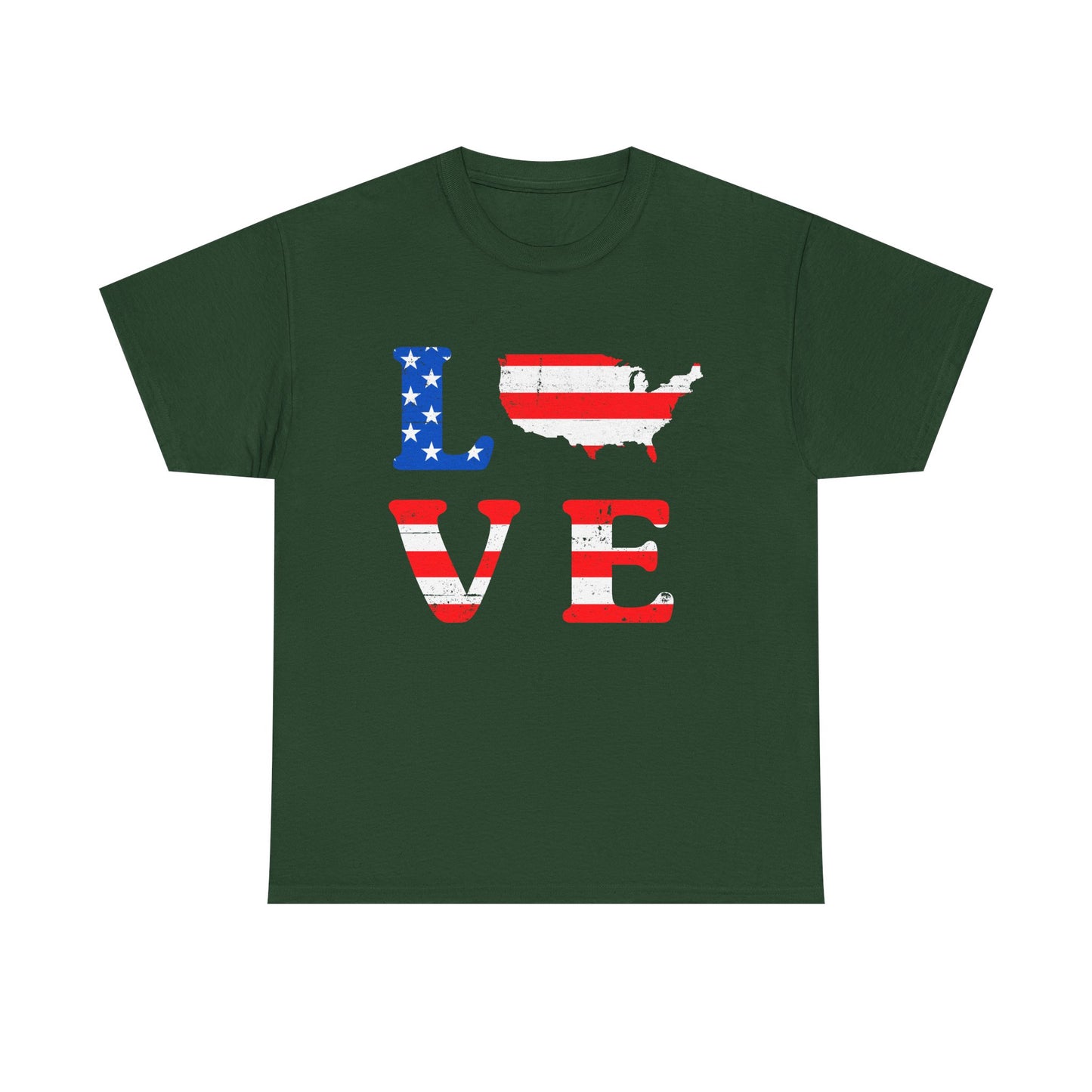 Patriotic Love Tee | Unisex Heavy Cotton T-Shirt, USA Love Shirt, 4th of July Gift, Casual Wear, Independence Day Apparel - 13696