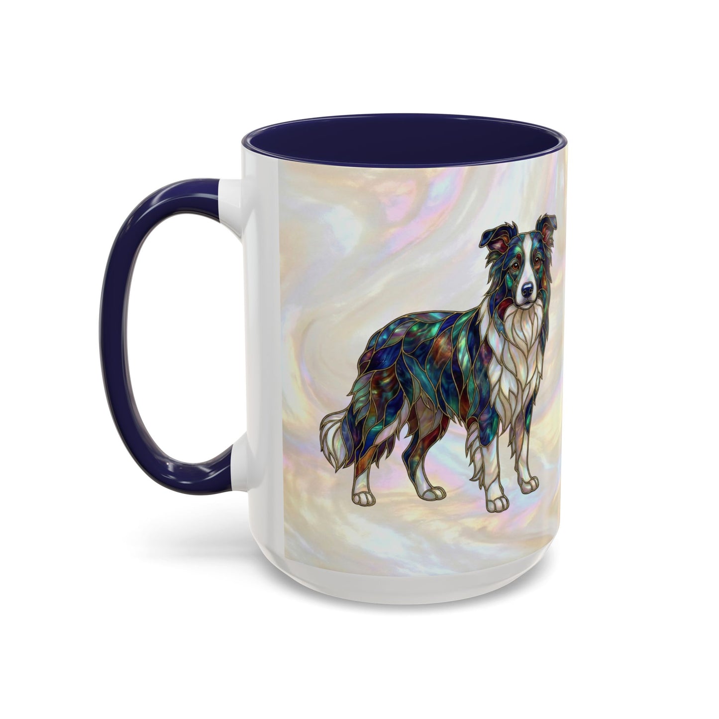 Border Collie Accent Coffee Mug — Stained Glass Design (11/15 oz) - 14619