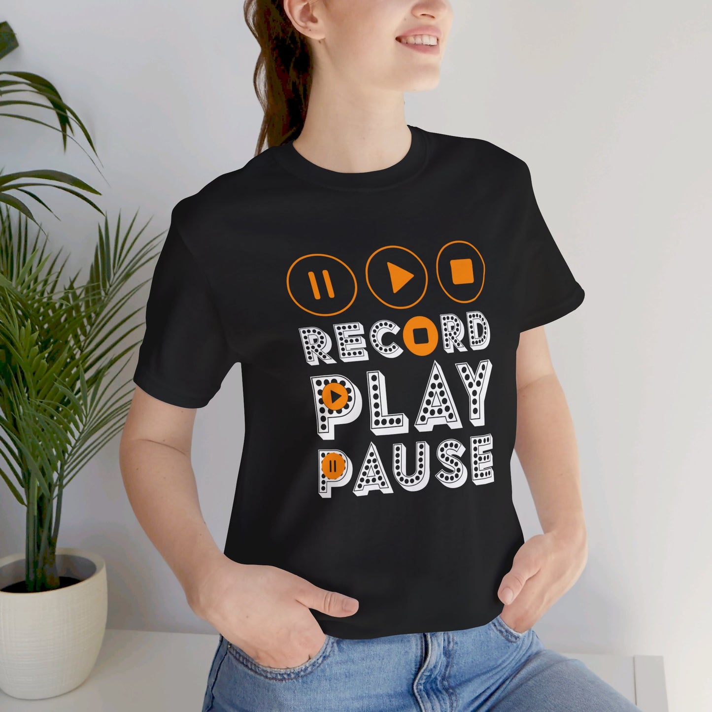 Record Play Pause - Unisex Jersey Short Sleeve Tee