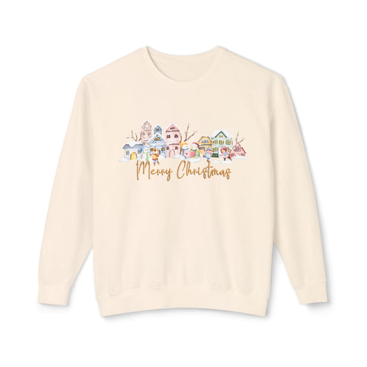 Christmas Day In Street - Unisex Lightweight Crewneck Sweatshirt - 10138