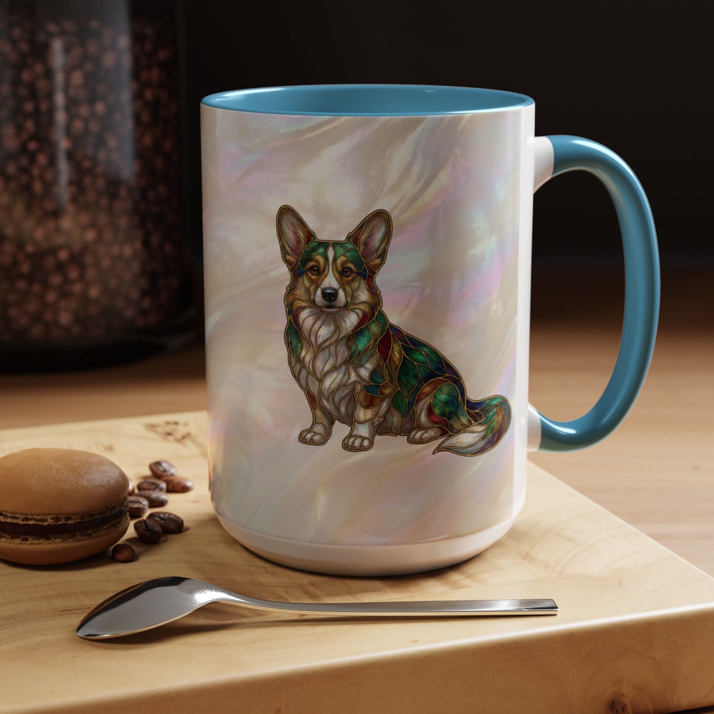 Corgi Accent Coffee Mug -Stained Glass Style (11/15oz) - 14627