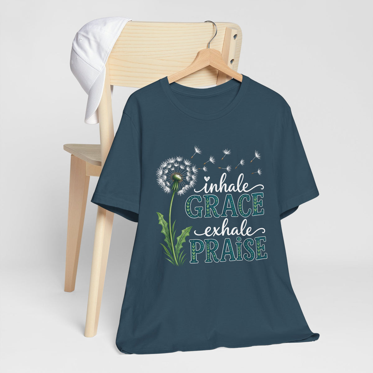 Inhale Grace Exhale Praise T-Shirt, Christian Faith Floral Tee - 14990