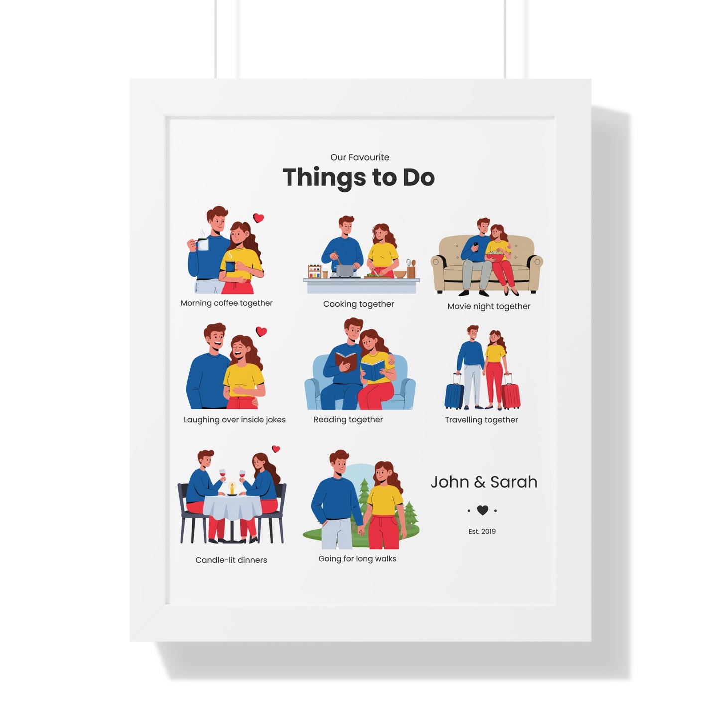 Framed Poster – “Our Favourite Things to Do” Personalized Couple Print | Valentine’s Gift - 14710