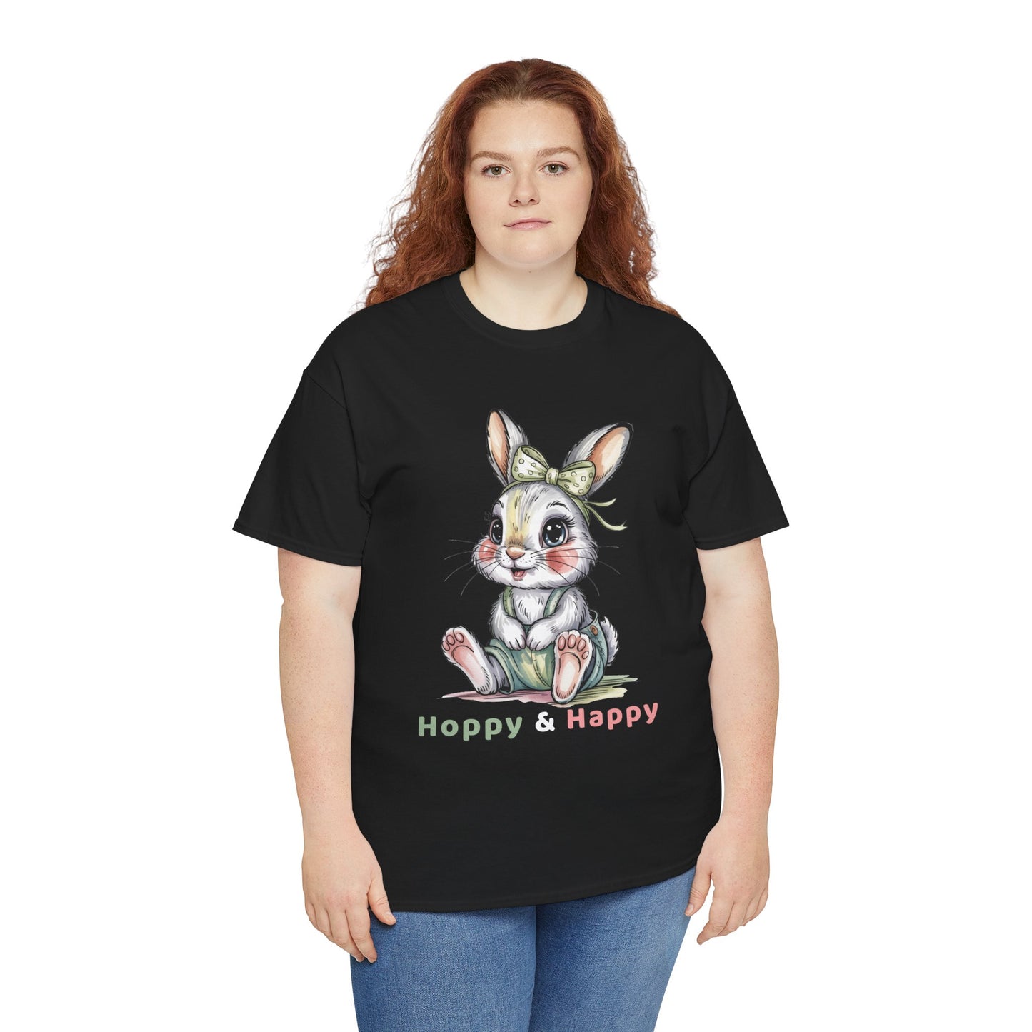 Cute Bunny T-Shirt – “Hoppy & Happy” Easter Rabbit Tee Gift for Kids & Adults - 14848
