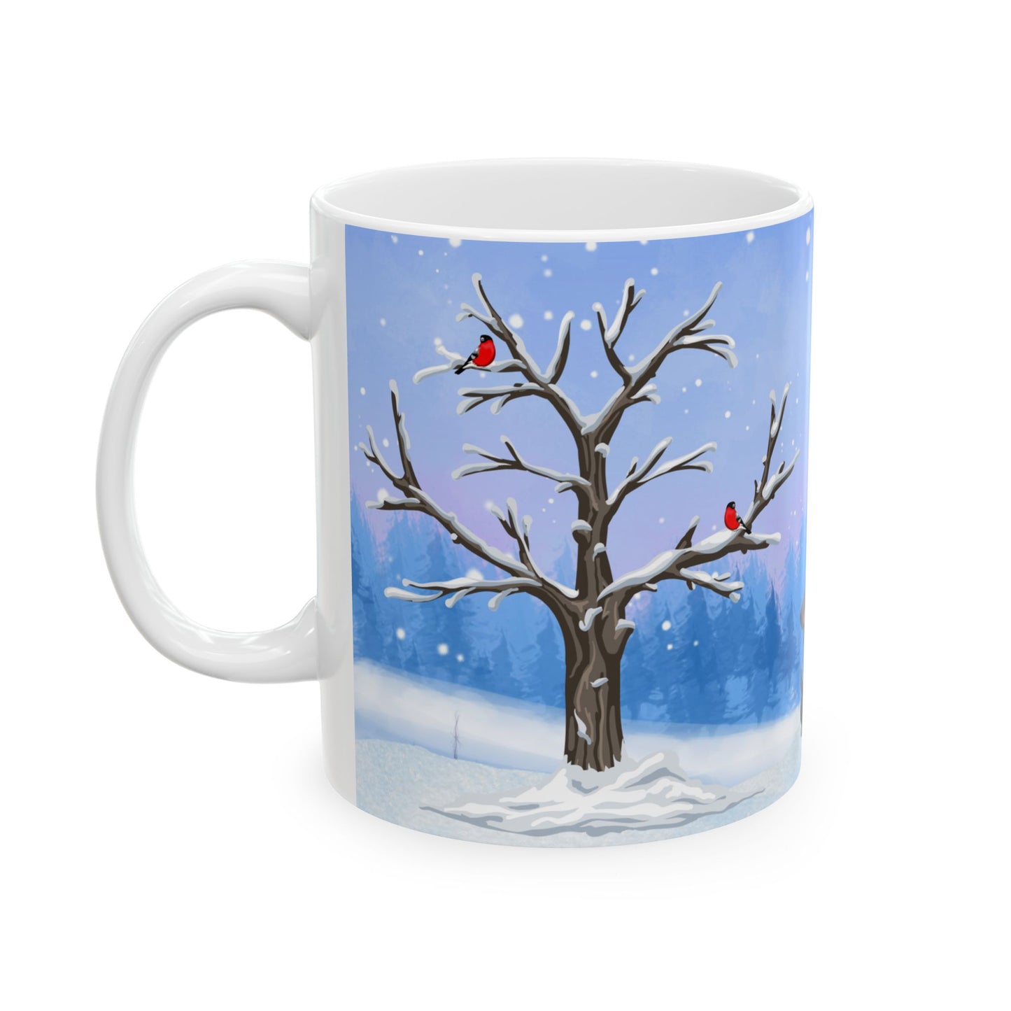 Winter Tree, Snowman & Puppy - Ceramic Mug, (11oz, 15oz) - 10398